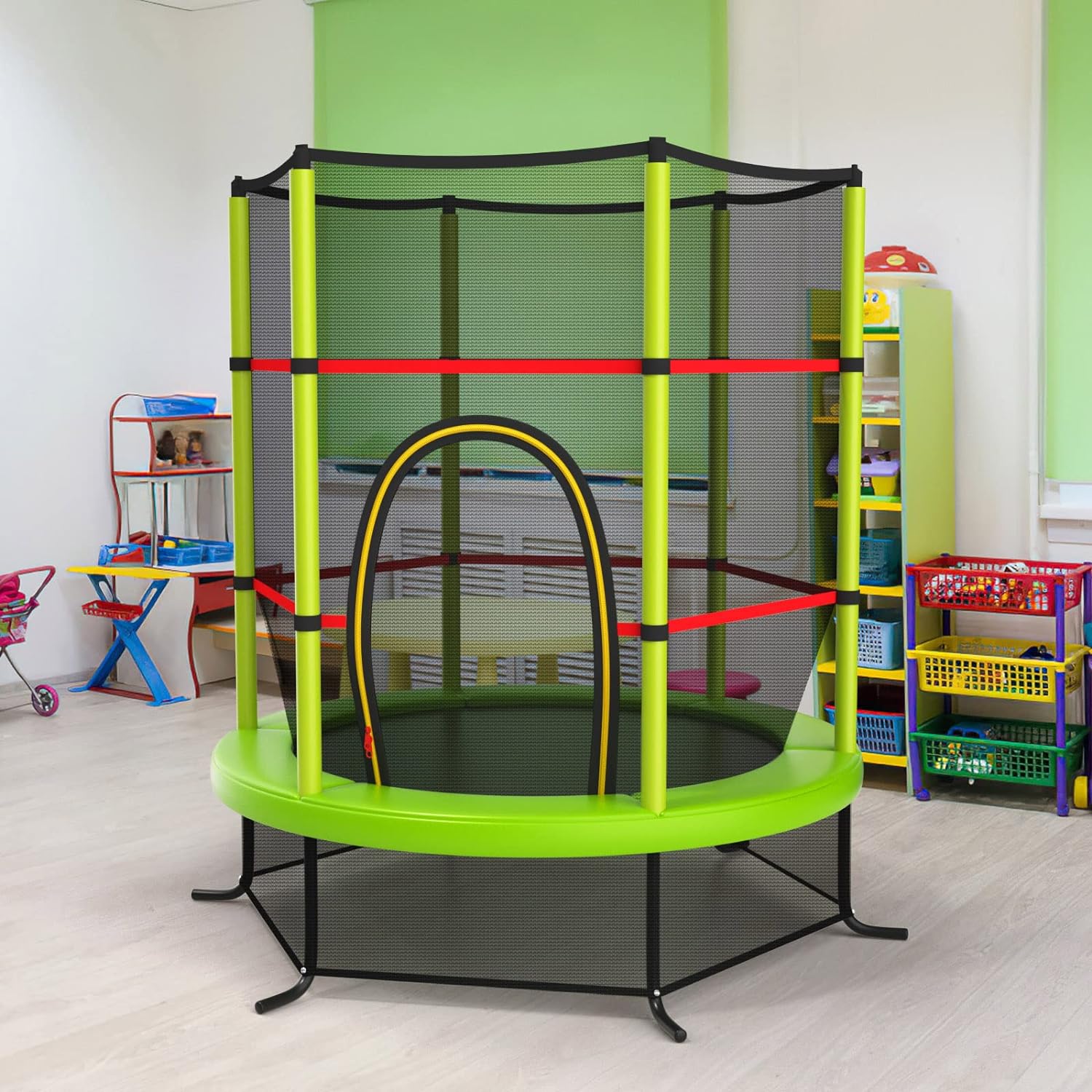 HONEY JOY 5.3FT Kids Trampoline, Toddler Trampoline w/Safe Enclosure Net, Accessories Bag, Jumping Pad - Image 11