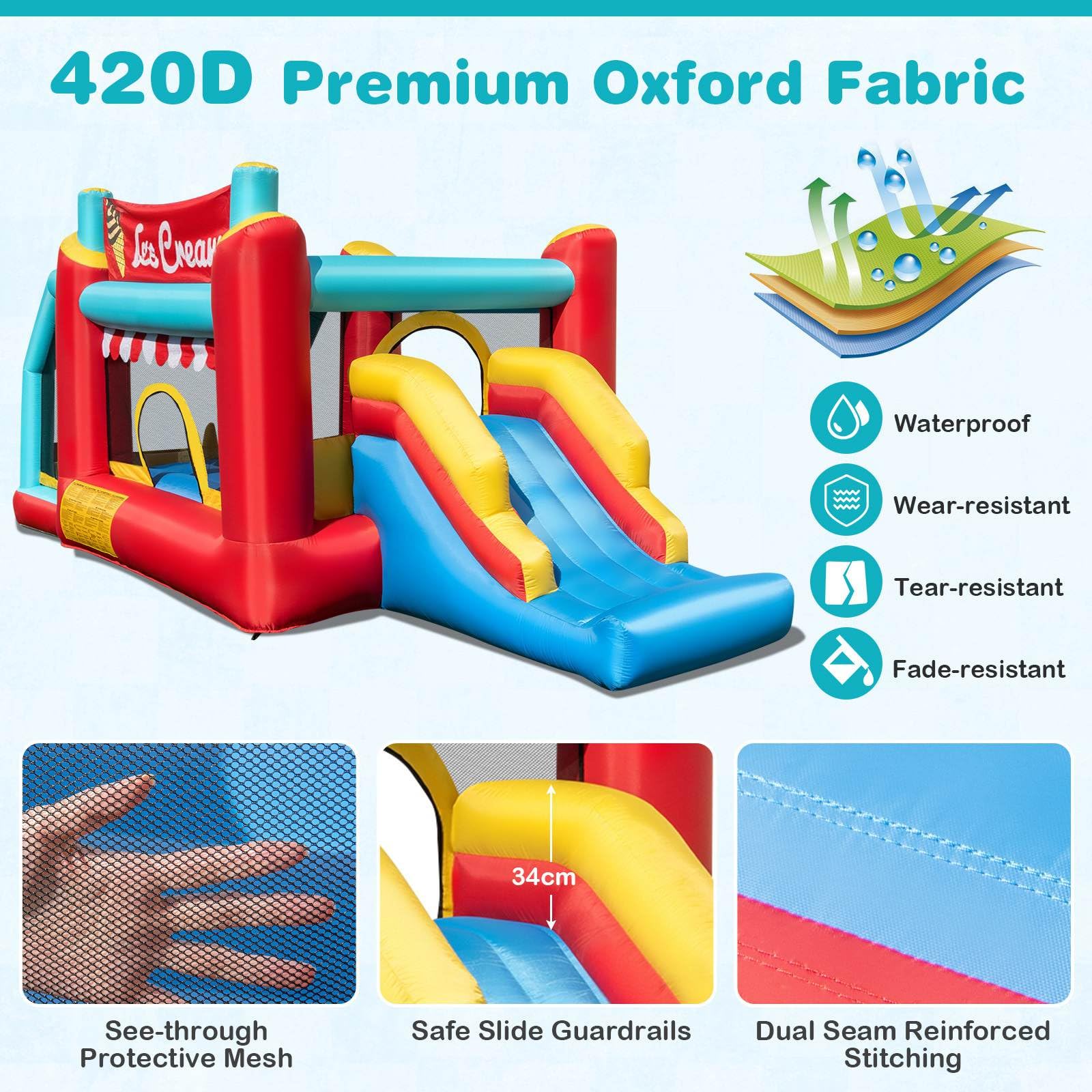 HONEY JOY 5-in-1 Ice Cream Jumping Castle - Image 4