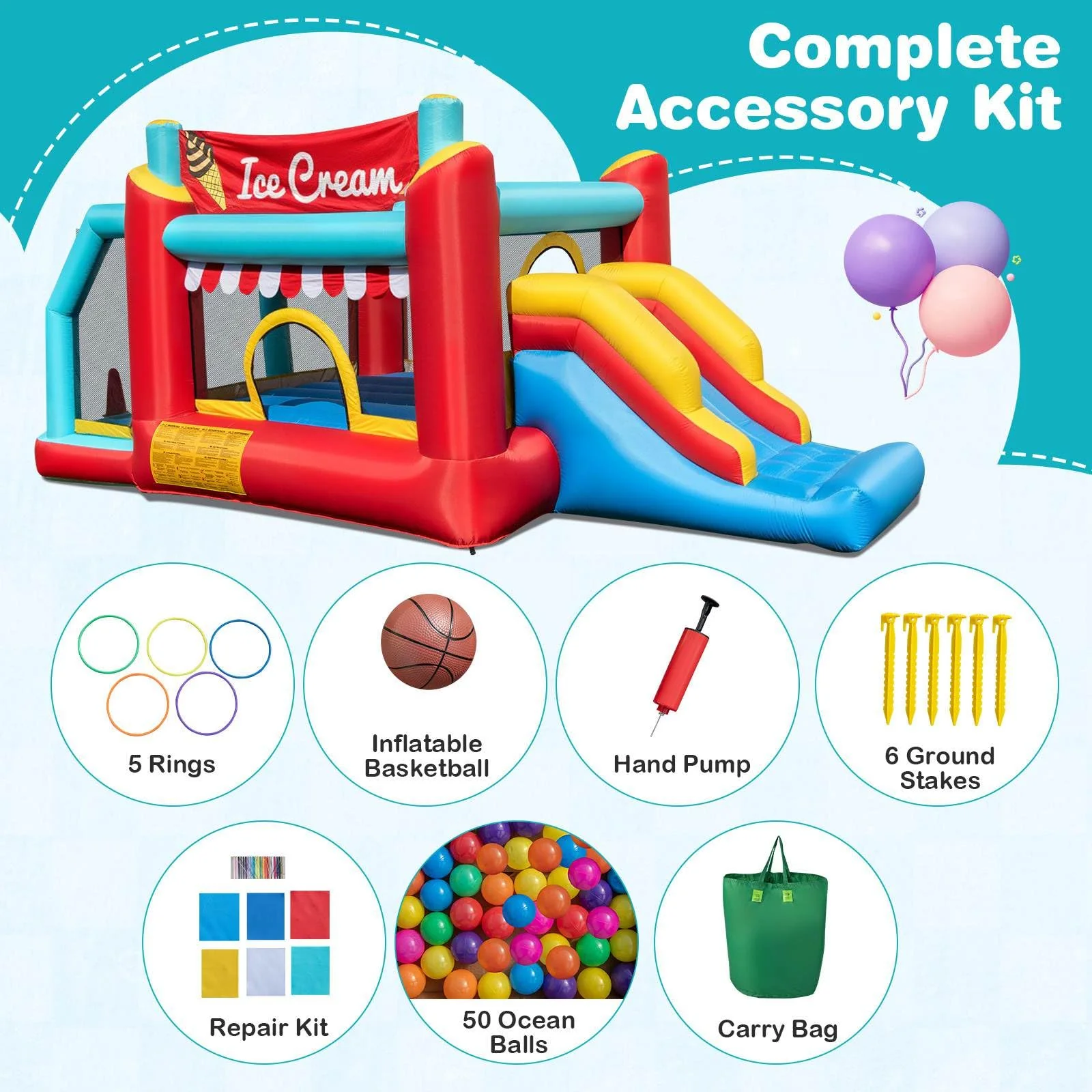 HONEY JOY 5-in-1 Ice Cream Jumping Castle - Image 5