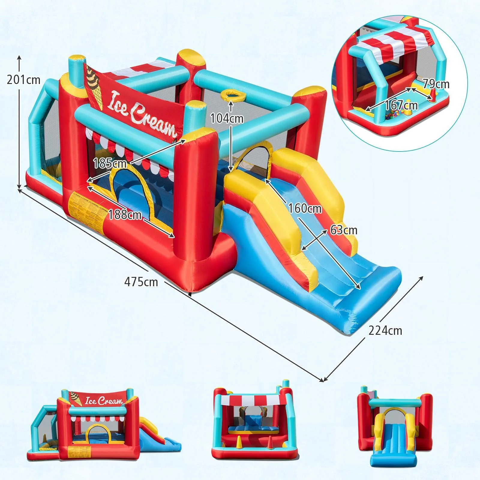 HONEY JOY 5-in-1 Ice Cream Jumping Castle - Image 6