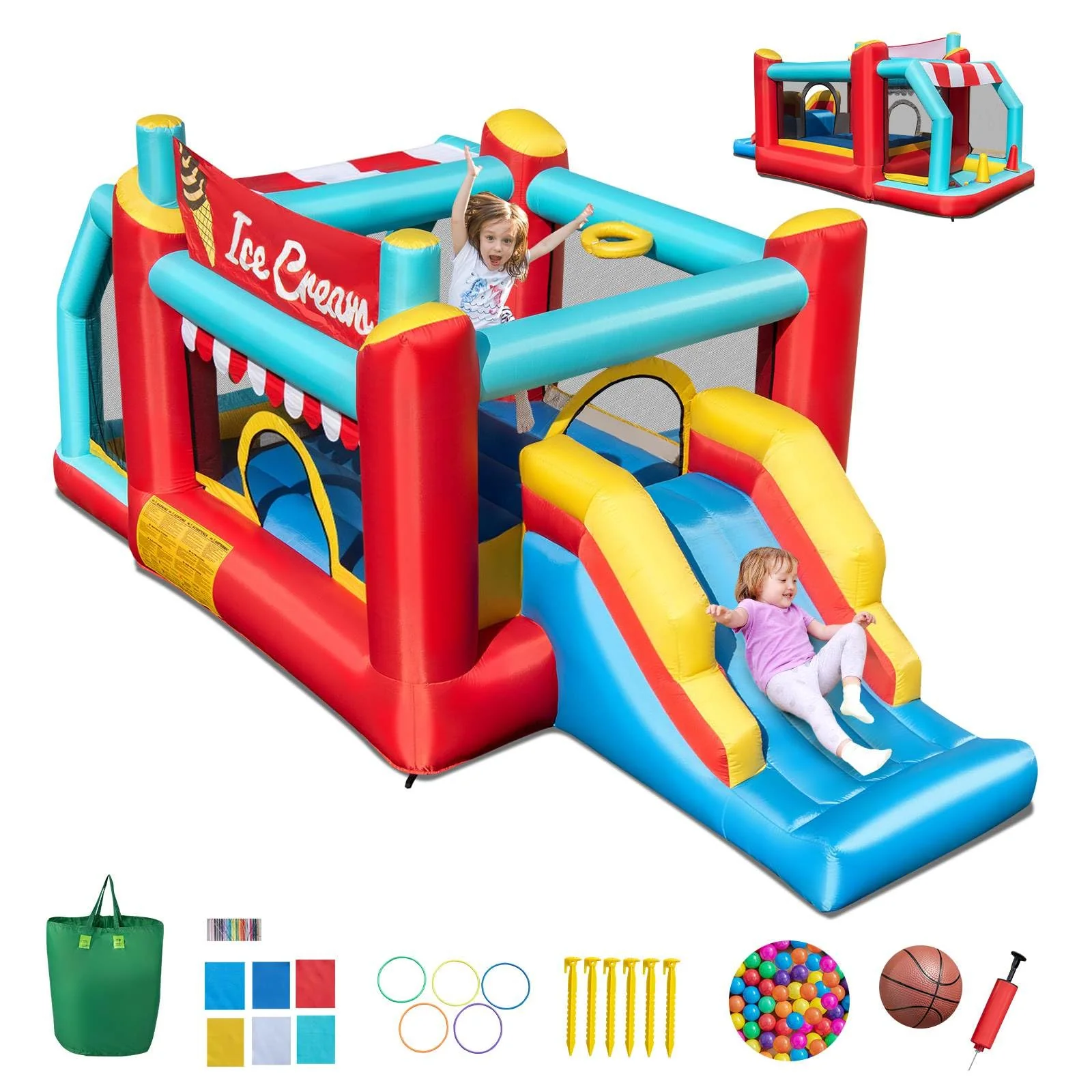 HONEY JOY 5-in-1 Ice Cream Jumping Castle - Image 9