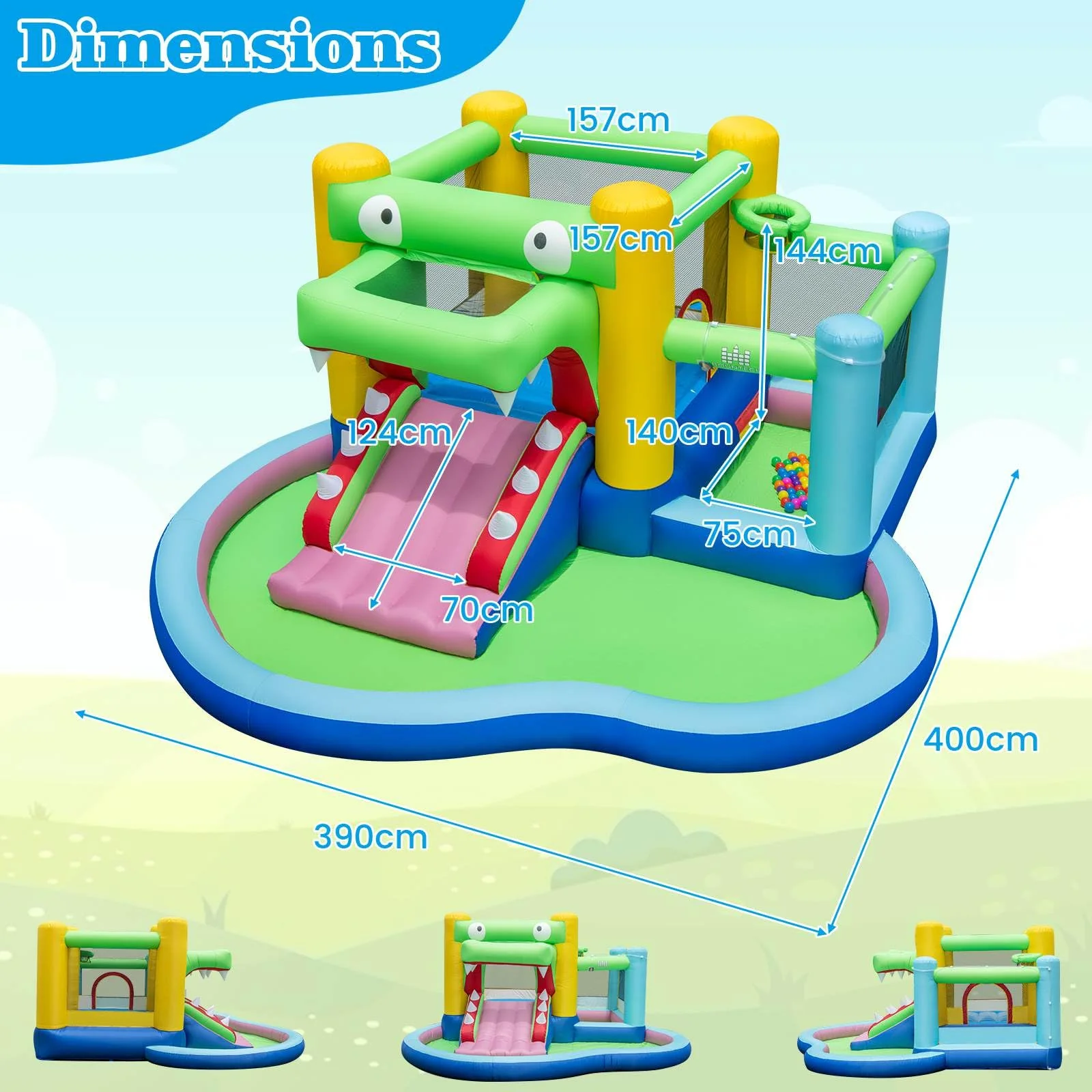 HONEY JOY 5-in-1 Inflatable Water Slide, Kids Inflatable Water Park w/Splash Pool - Image 6