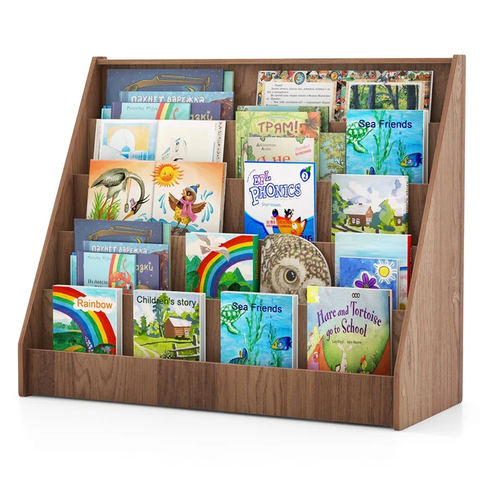 HONEY JOY 5 Tier Kids Bookshelf, Toddler Book Display Storage Shelves - Image 10