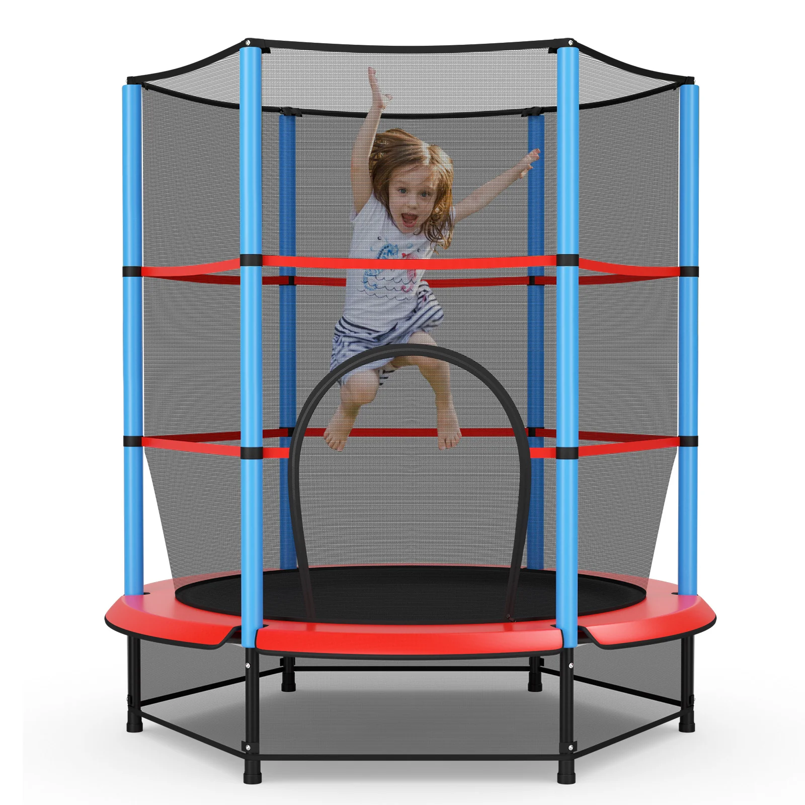 HONEY JOY 55" Kids Trampoline with Safety Enclosure Net, Mini Toddler Trampoline - Image 11