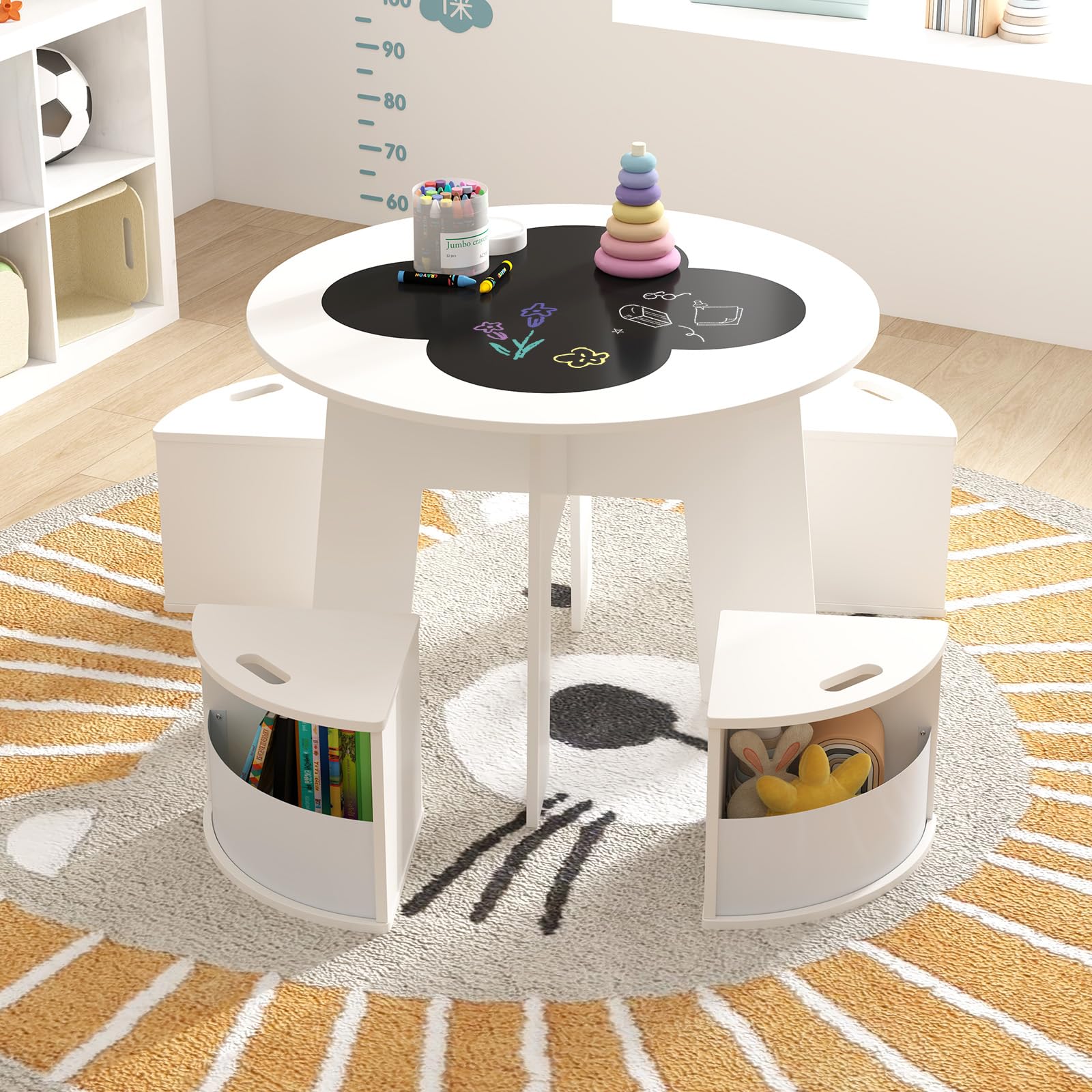 HONEY JOY 5PCS Kids Table and Chair Set