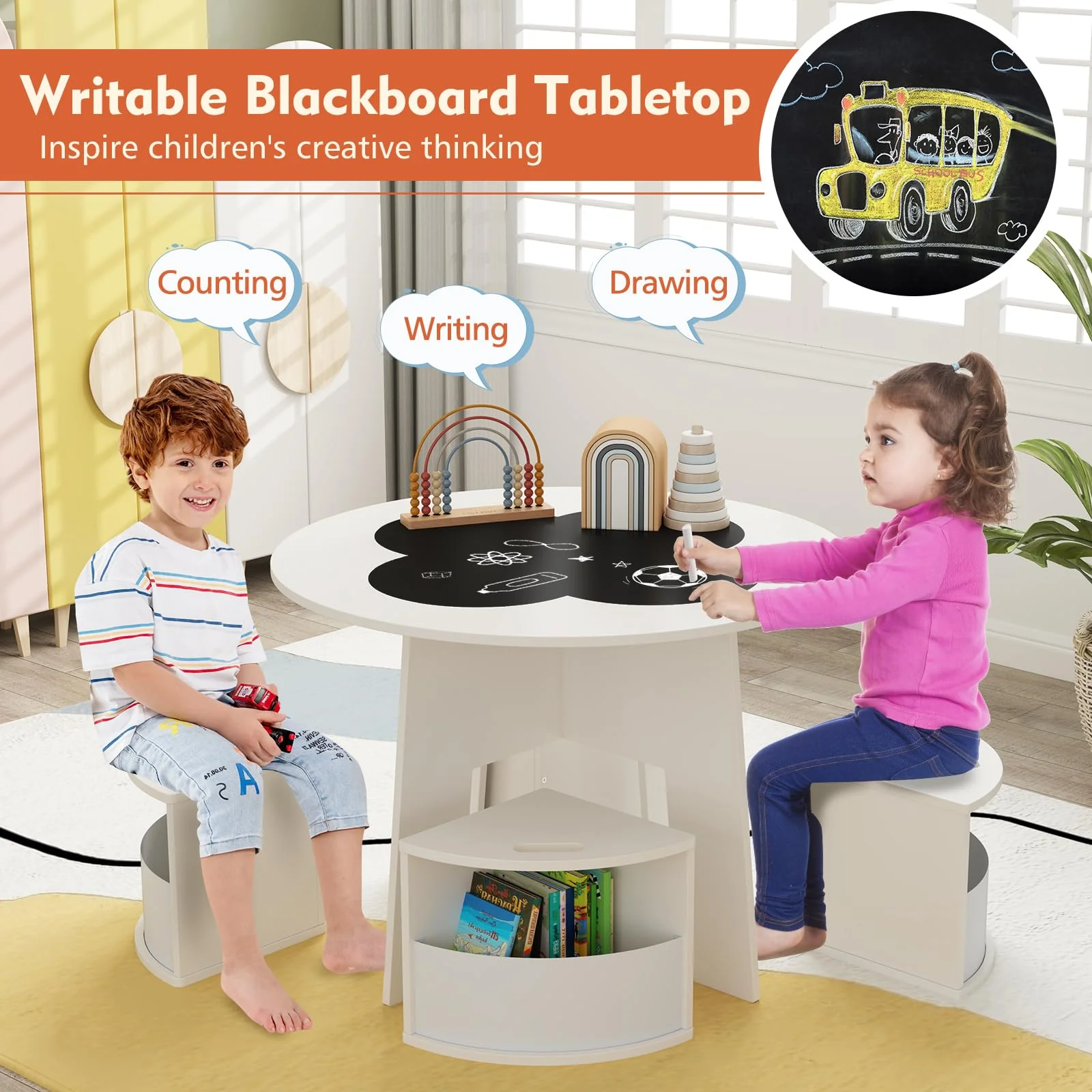 HONEY JOY 5PCS Kids Table and Chair Set - Image 2