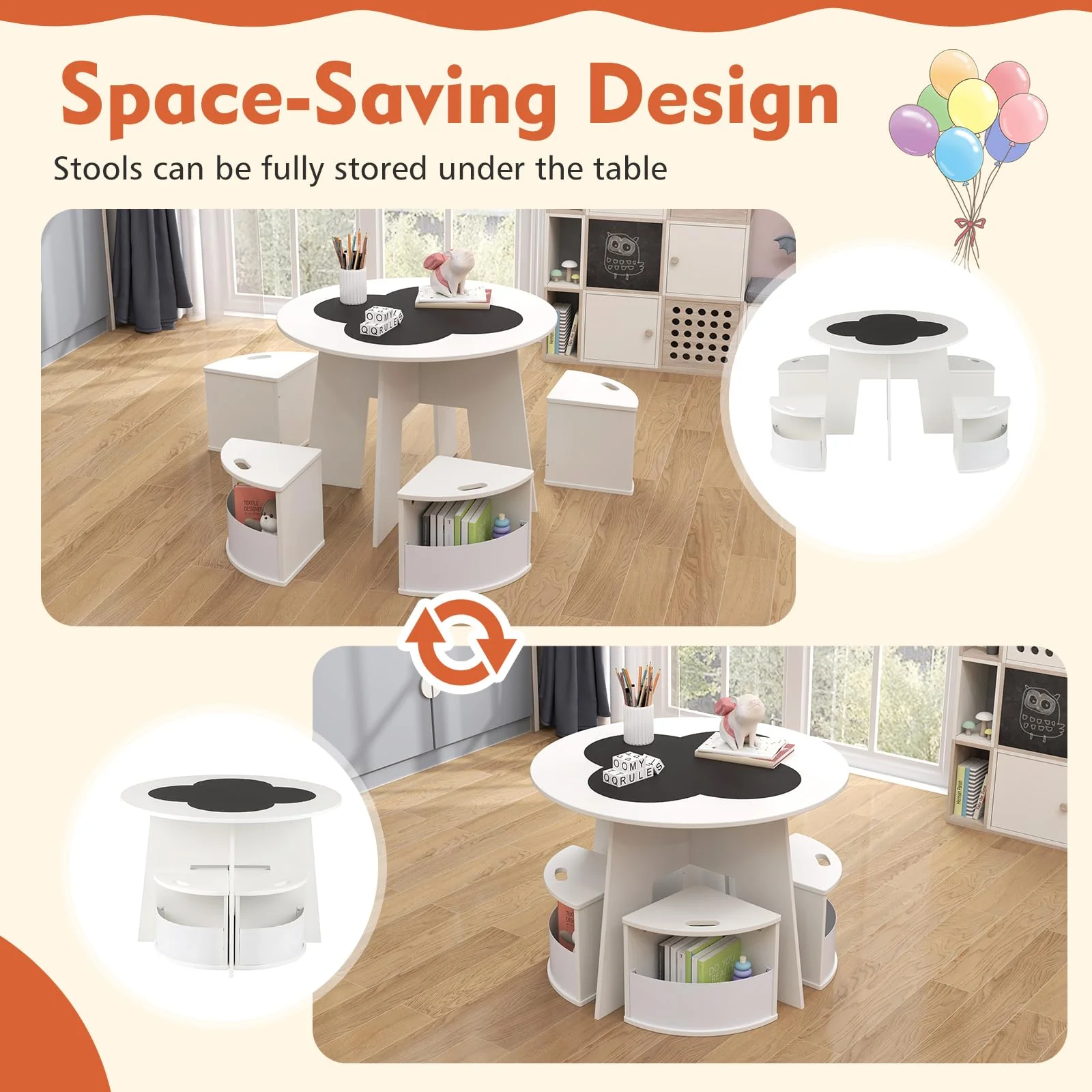 HONEY JOY 5PCS Kids Table and Chair Set - Image 4