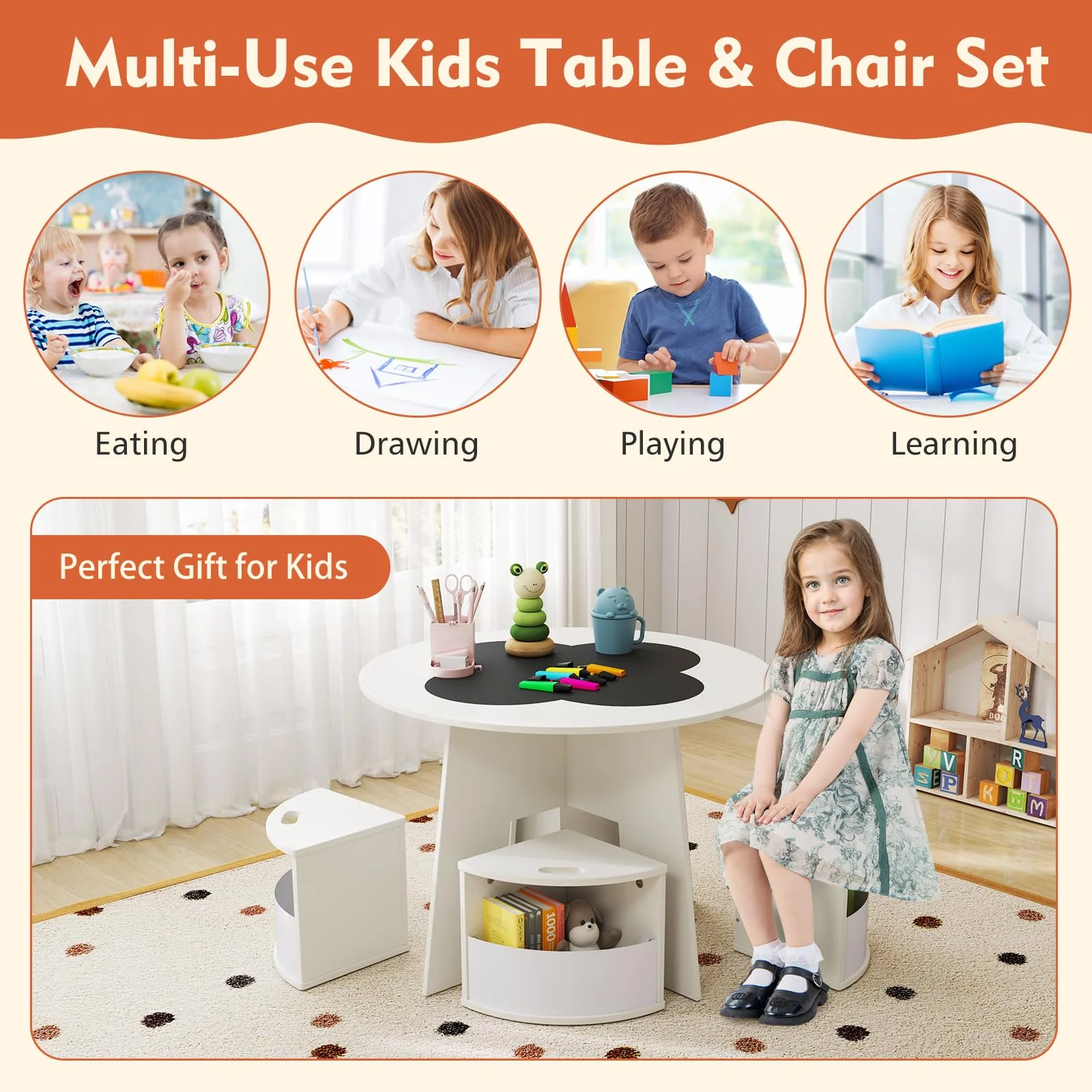 HONEY JOY 5PCS Kids Table and Chair Set - Image 7