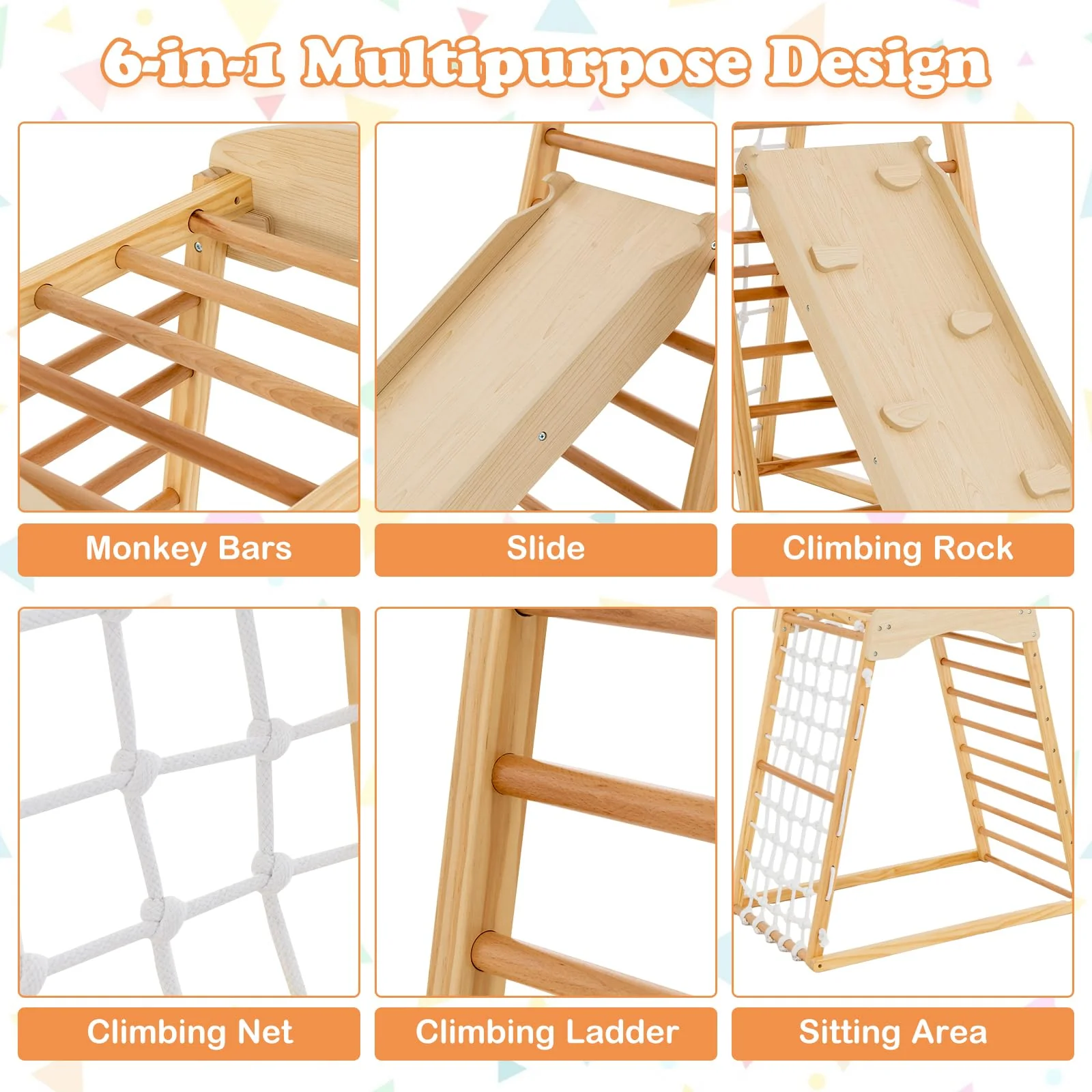 HONEY JOY 6-in-1 Indoor Jungle Gym Climber - Image 12