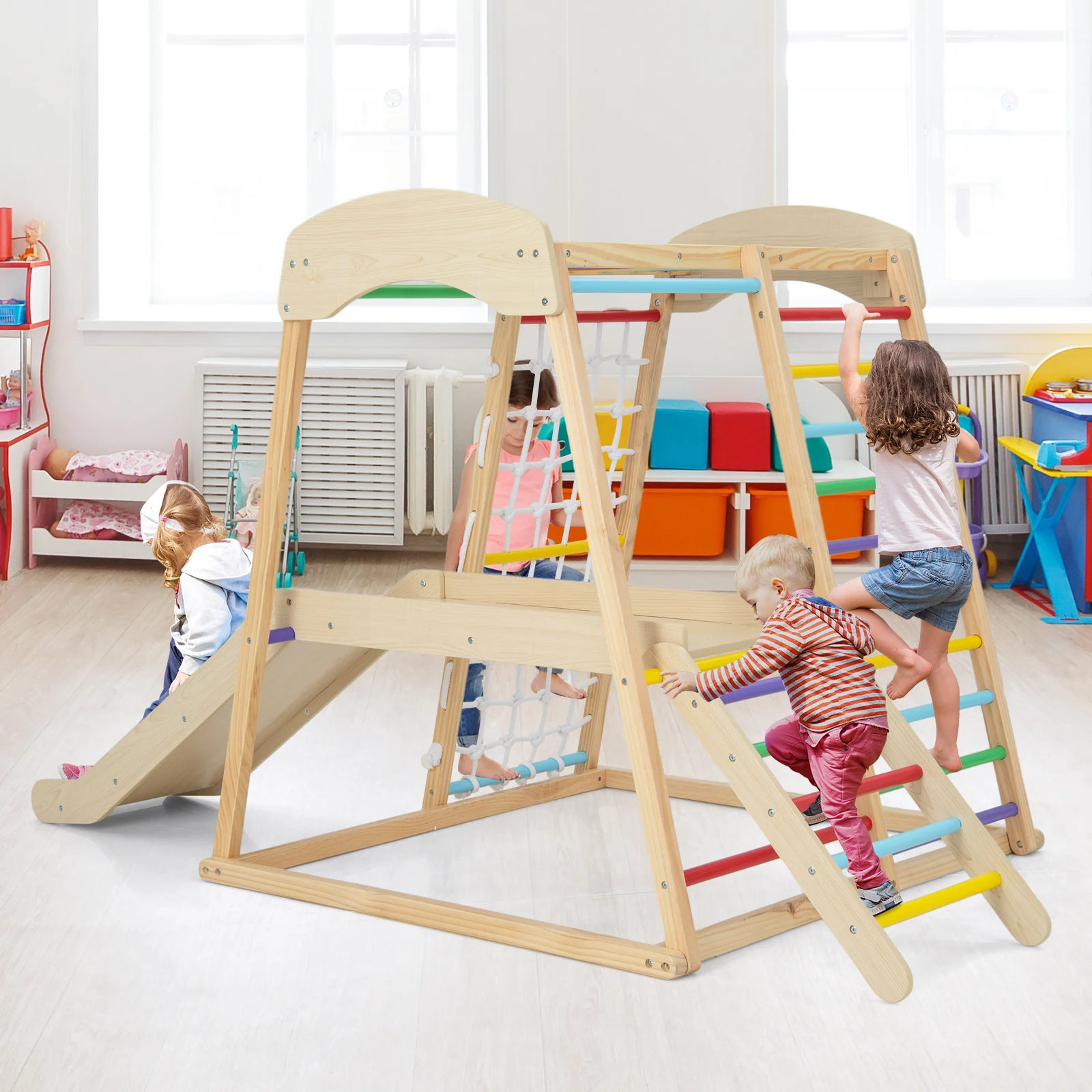HONEY JOY 6-in-1 Indoor Jungle Gym Climber - Image 2