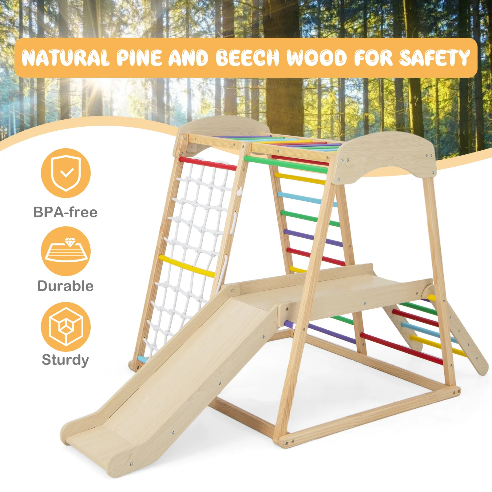 HONEY JOY 6-in-1 Indoor Jungle Gym Climber - Image 4