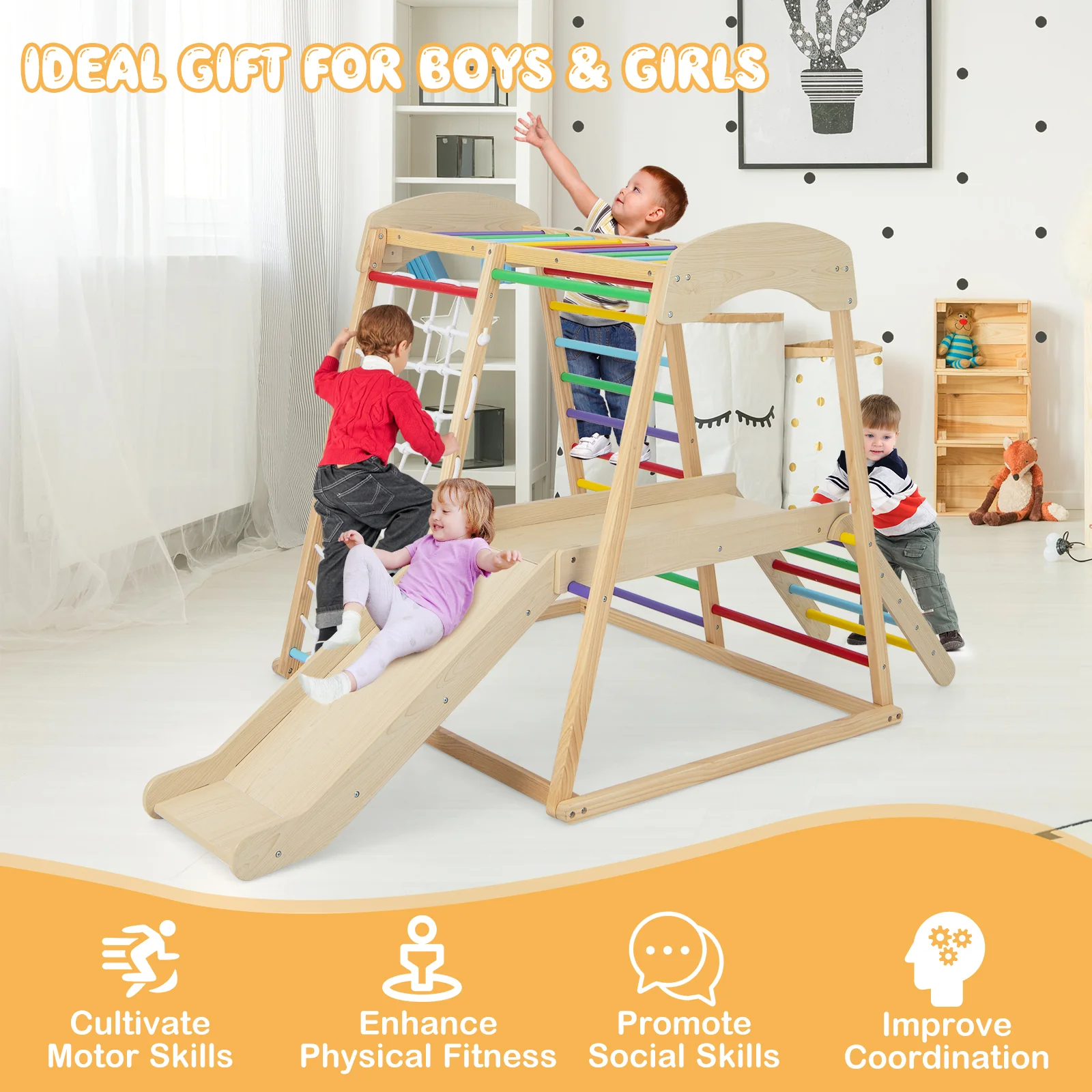 HONEY JOY 6-in-1 Indoor Jungle Gym Climber - Image 6