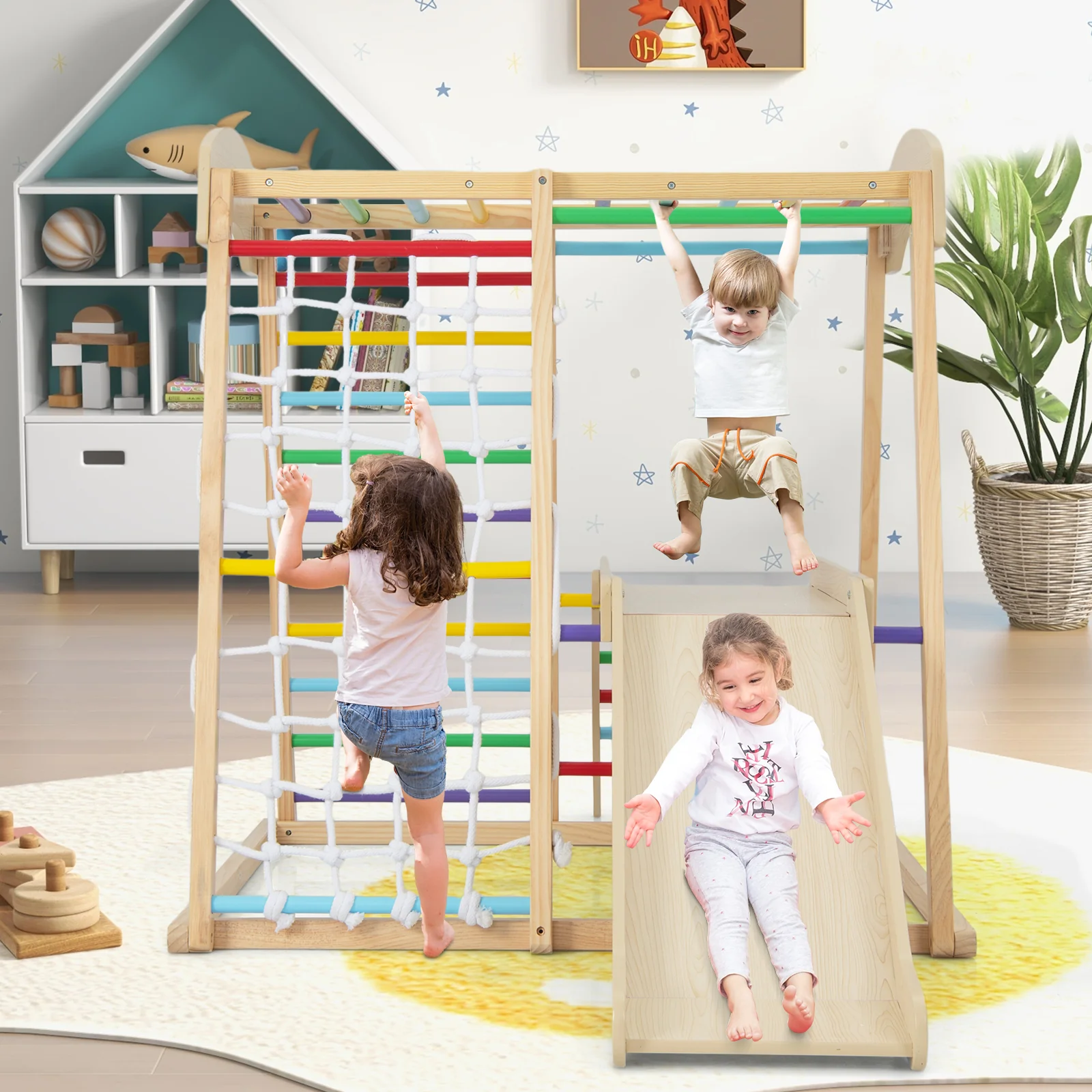 HONEY JOY 6-in-1 Indoor Jungle Gym Climber - Image 8