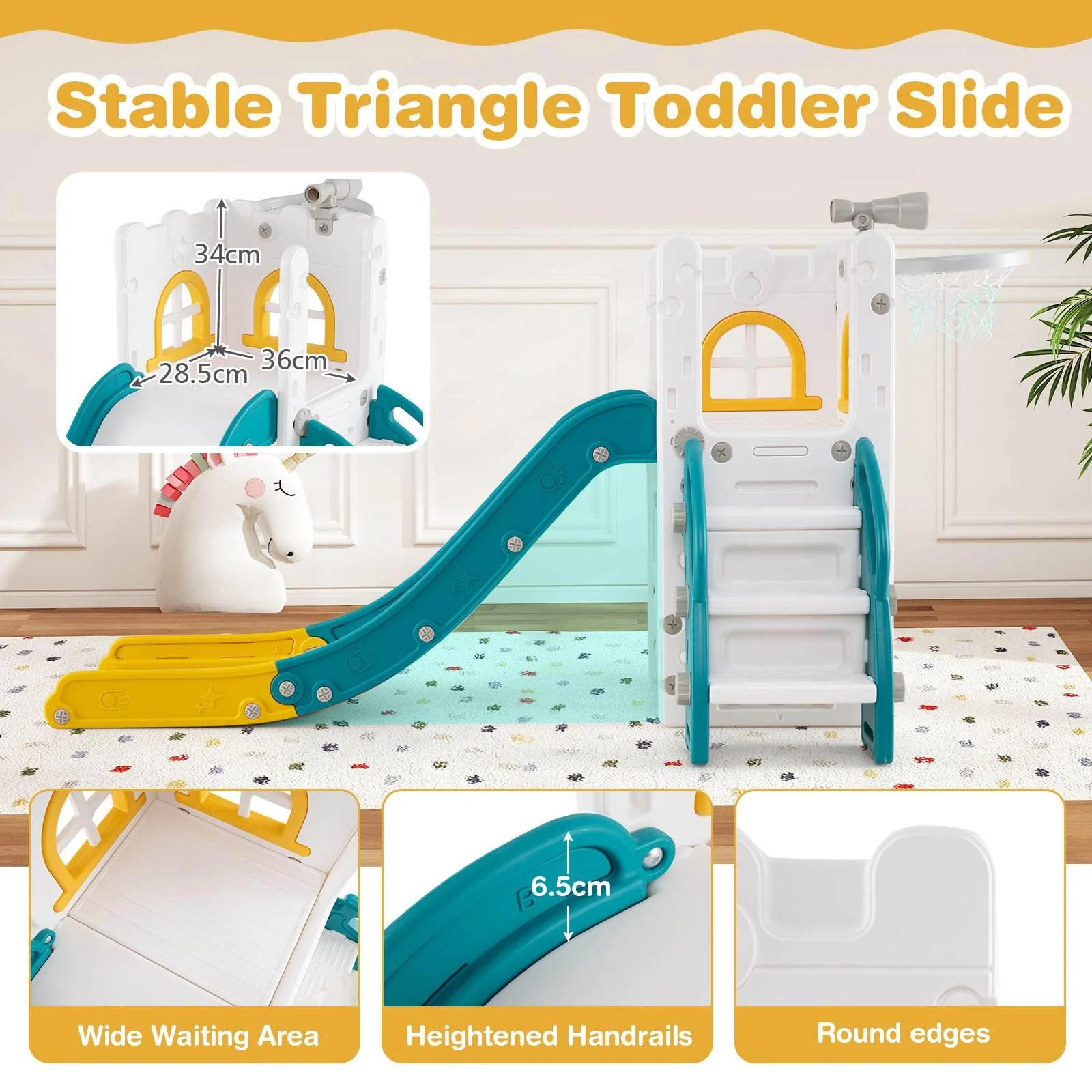 HONEY JOY 6 in 1 L-Shaped Toddle Slide for Toddlers Age 1-3 - Image 8