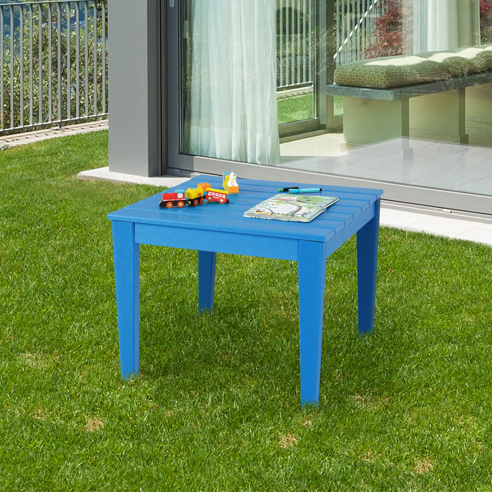 HONEY JOY 64.5 x 64.5 CM Square Kids Table, Weather Resistant Heavy-Duty Toddler Activity Play Table - Image 4