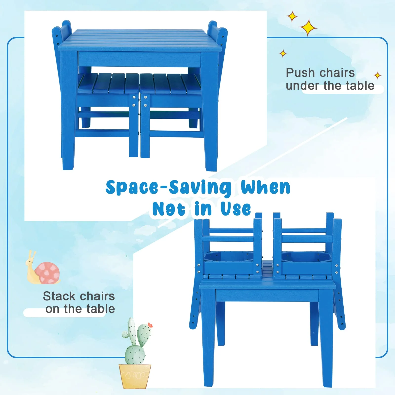 HONEY JOY 64.5 x 64.5 CM Square Kids Table, Weather Resistant Heavy-Duty Toddler Activity Play Table - Image 7