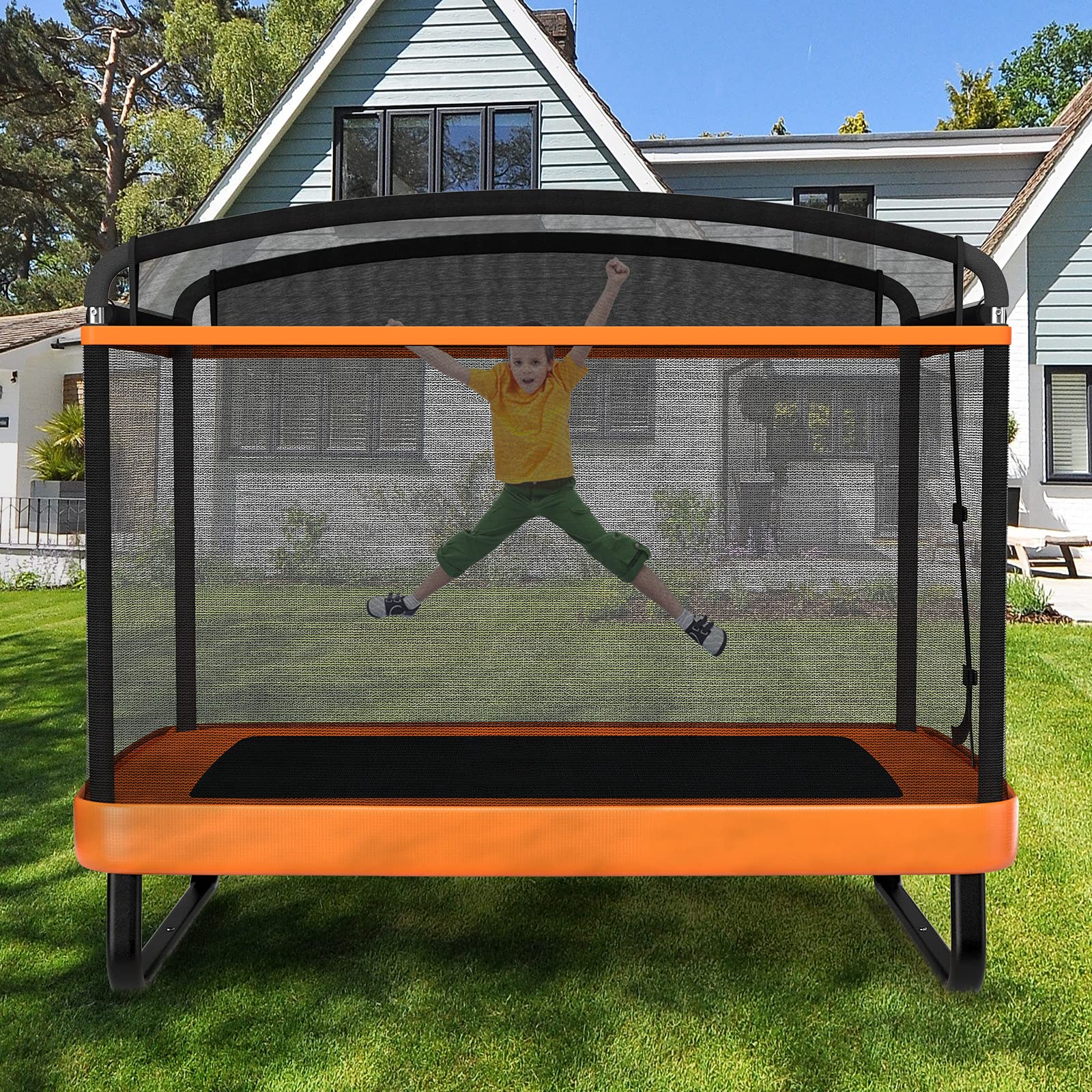 HONEY JOY 6FT Kids Recreational Trampoline, 2-in-1 Outdoor Toddler Trampoline w/Swing - Image 11