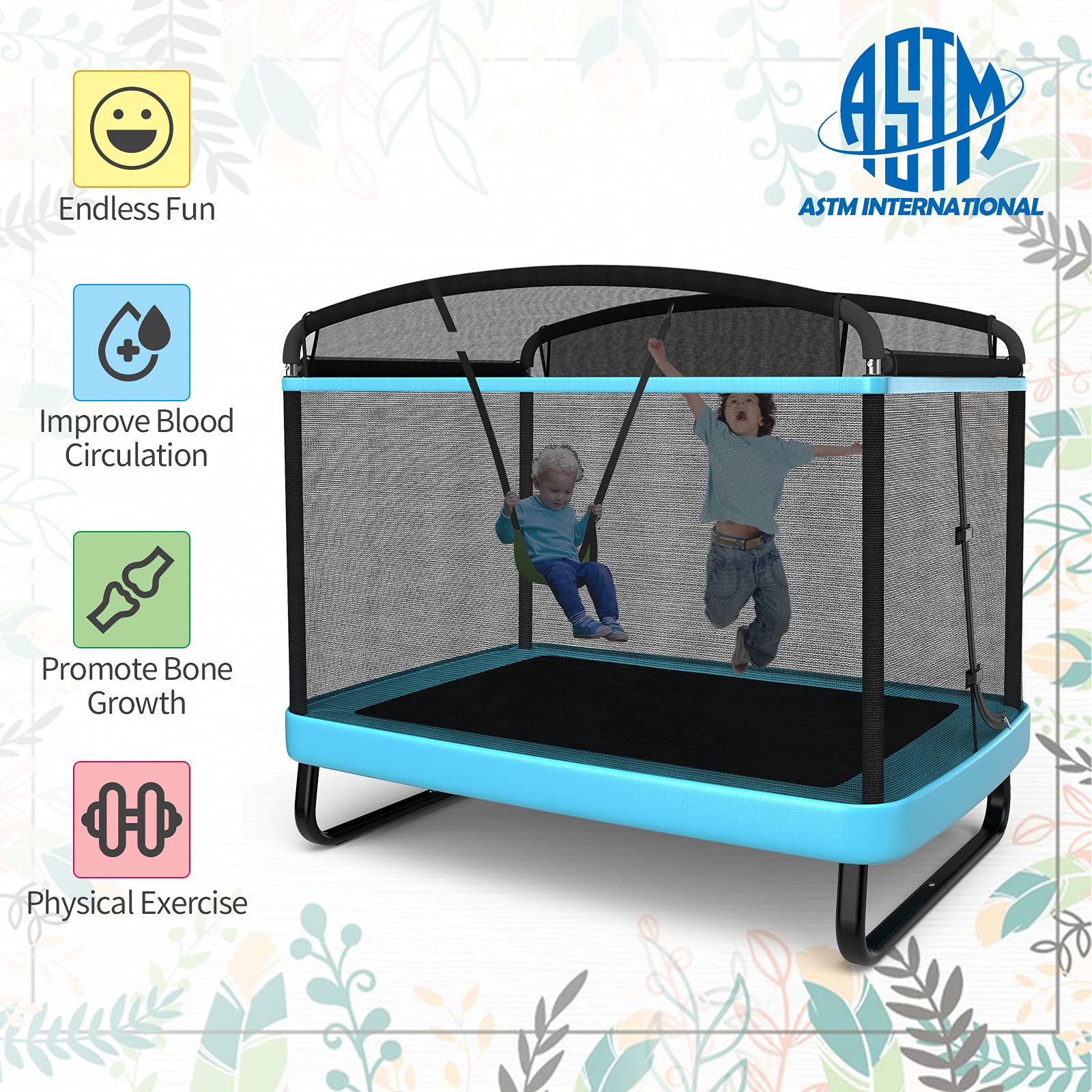 HONEY JOY 6FT Kids Recreational Trampoline, 2-in-1 Outdoor Toddler Trampoline w/Swing - Image 4
