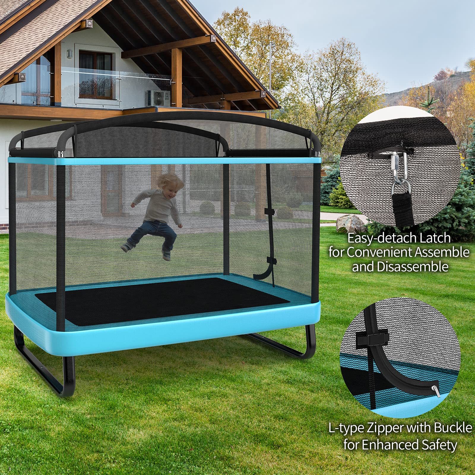 HONEY JOY 6FT Kids Recreational Trampoline, 2-in-1 Outdoor Toddler Trampoline w/Swing - Image 6