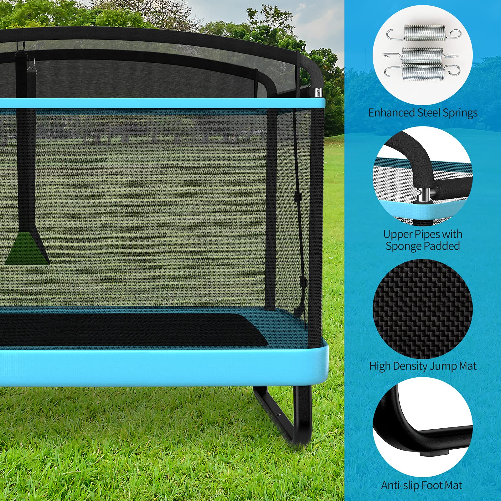 HONEY JOY 6FT Kids Recreational Trampoline, 2-in-1 Outdoor Toddler Trampoline w/Swing - Image 8