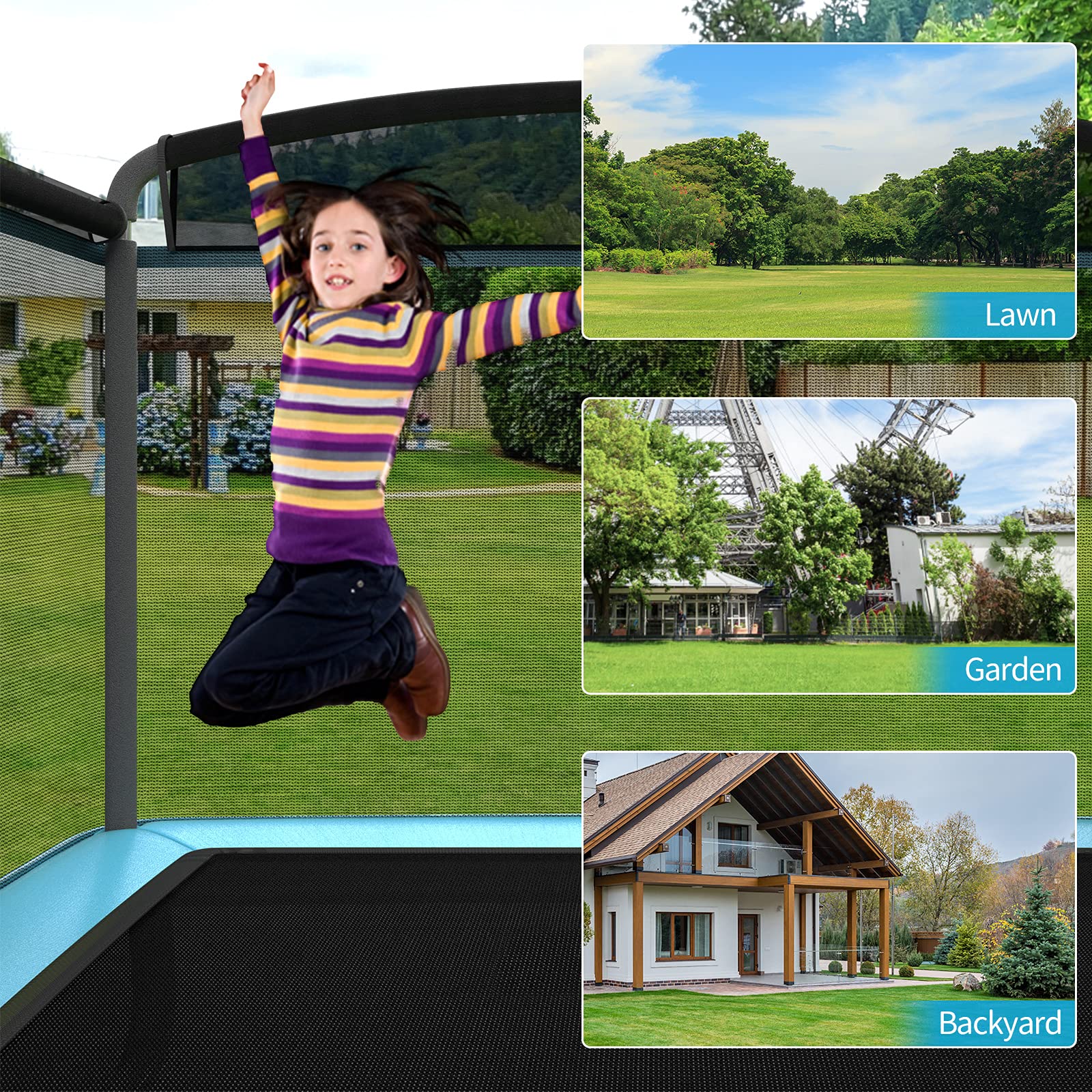 HONEY JOY 6FT Kids Recreational Trampoline, 2-in-1 Outdoor Toddler Trampoline w/Swing - Image 9