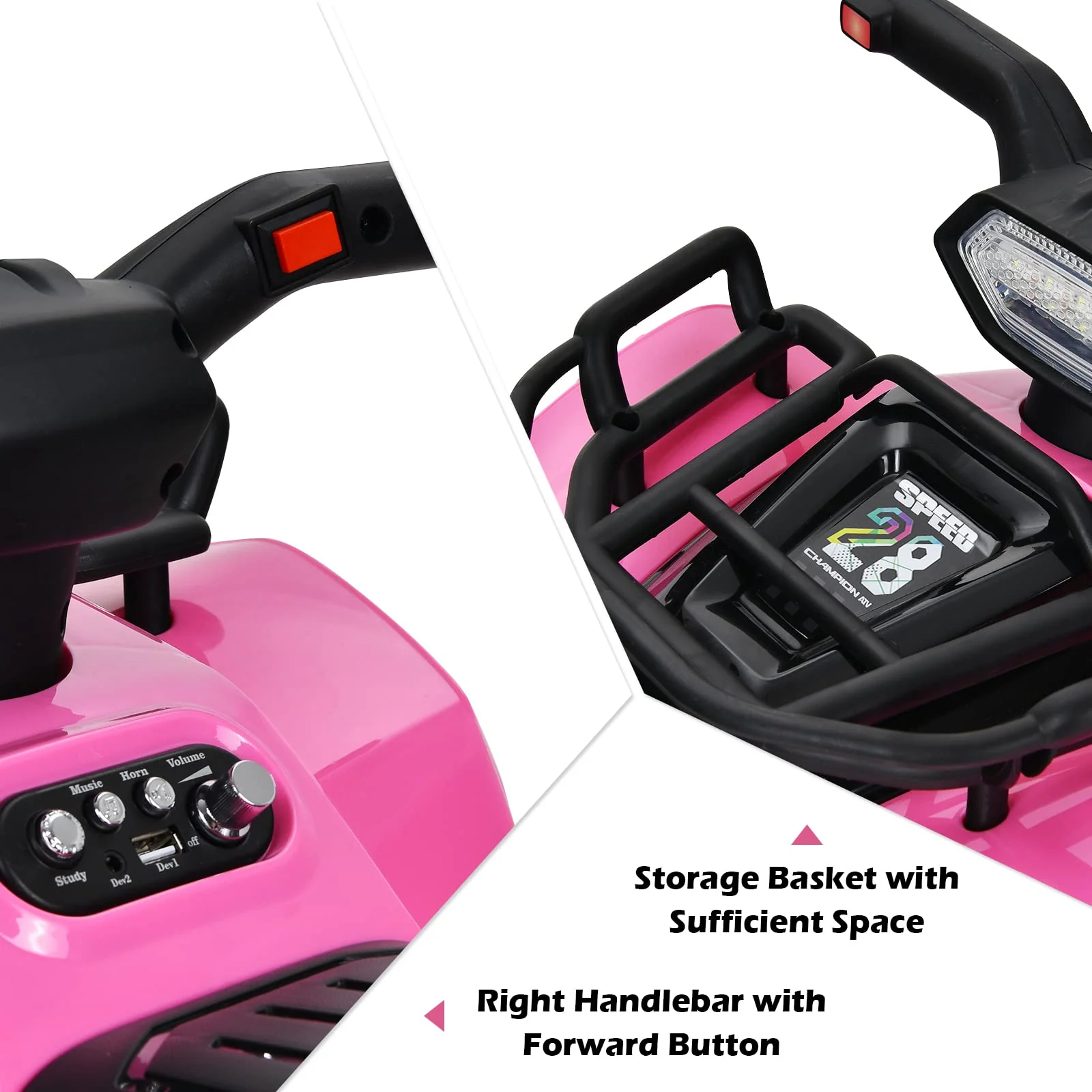 HONEY JOY 6V Kids Ride-On Car, Toddler Electric-Motorized Small ATV w/Wear-Resistant Wheels - Image 6