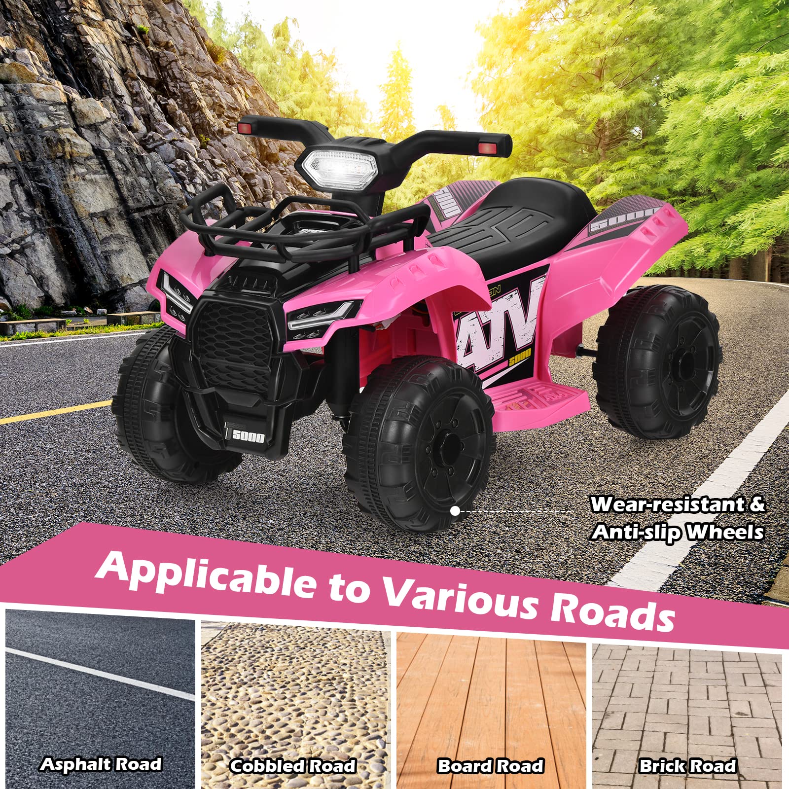 HONEY JOY 6V Kids Ride-On Car, Toddler Electric-Motorized Small ATV w/Wear-Resistant Wheels - Image 7