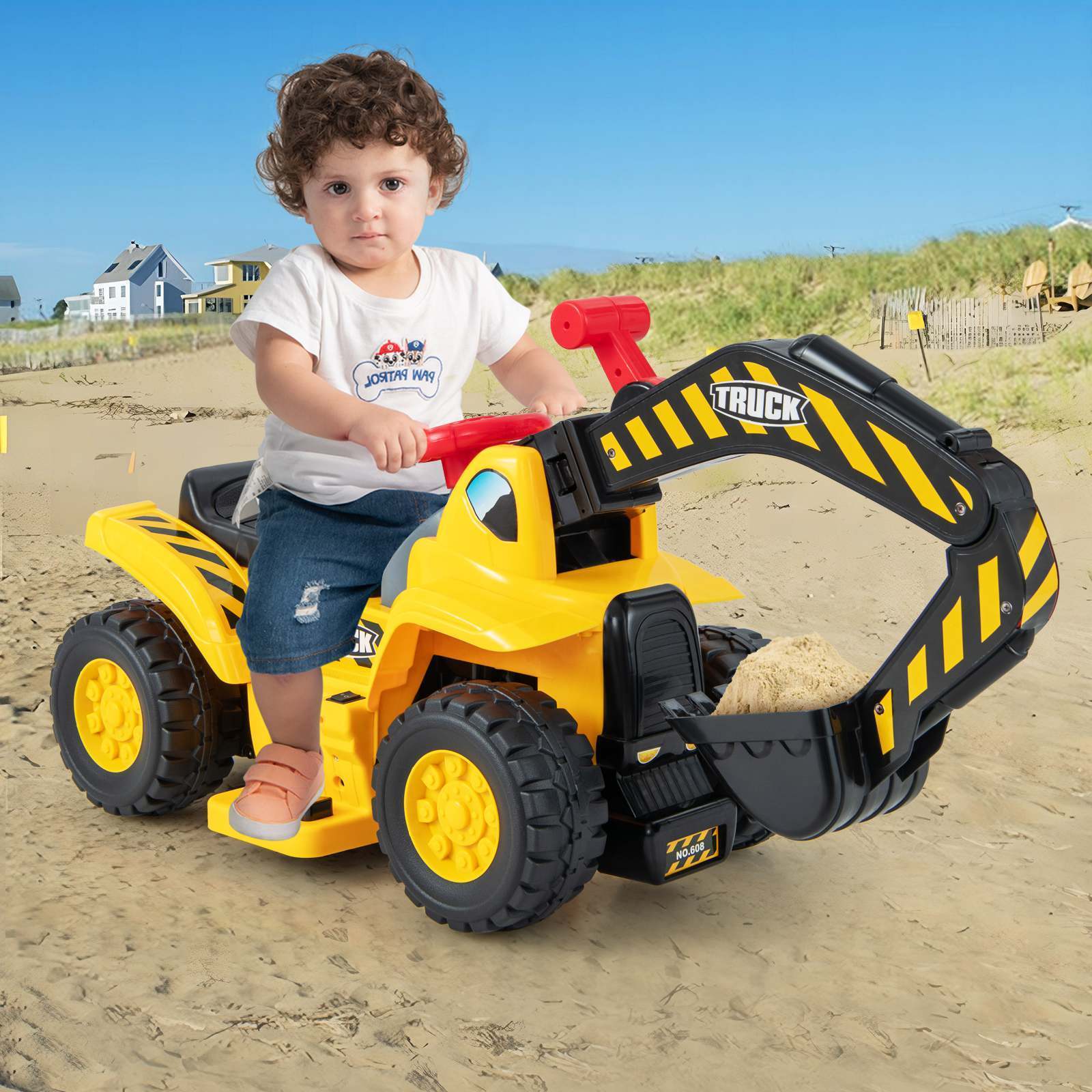 HONEY JOY 6V Kids Ride On Excavator Electric Vehicle Fun Digger Toy for Toddlers - Image 2