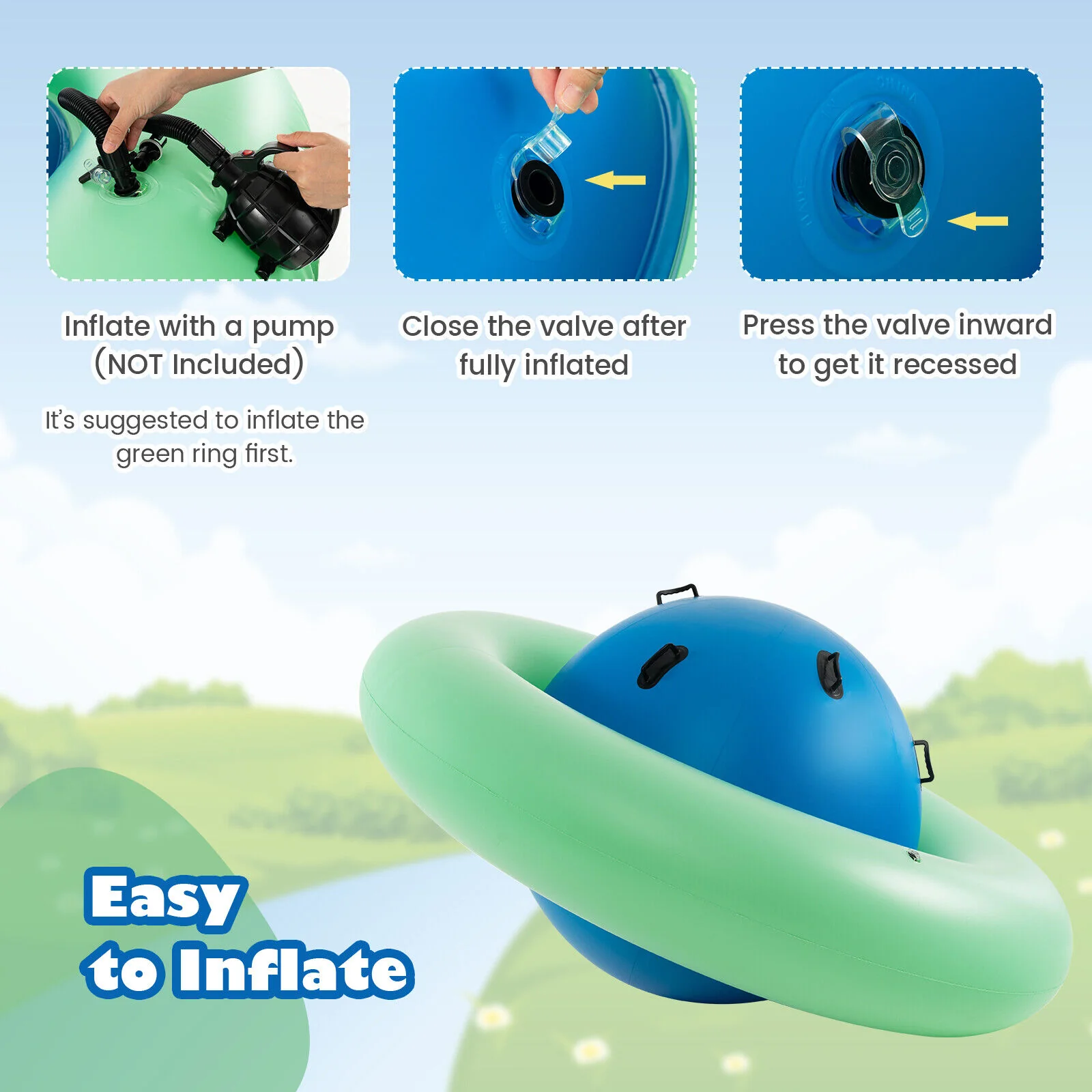 HONEY JOY 7.5FT Inflatable Dome Rocker Bouncer w/ 6 Handles Outdoor Balance Game - Image 8