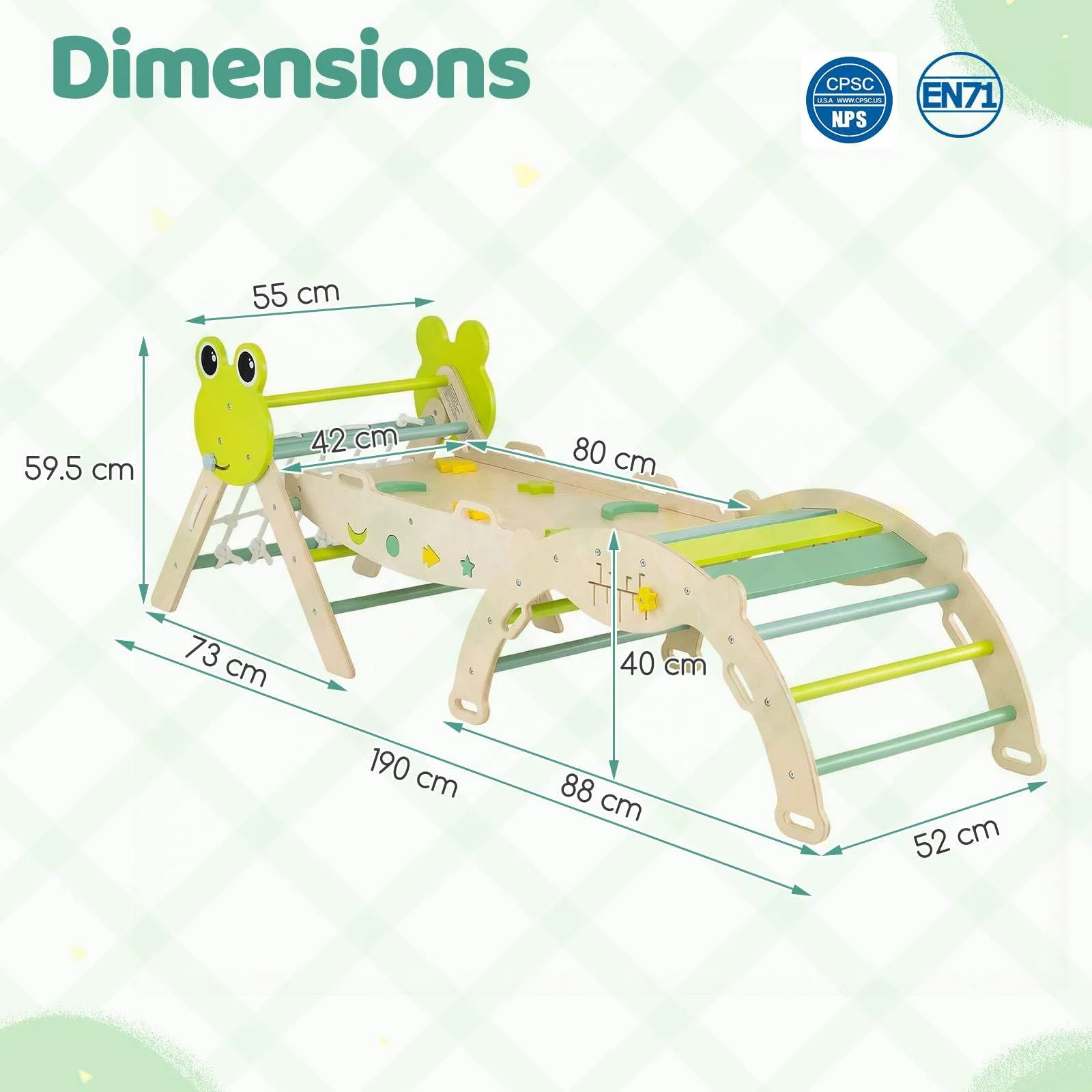 HONEY JOY 8-in-1 Wooden Triangle Set, Foldable Montessori Climbing Toys - Image 4