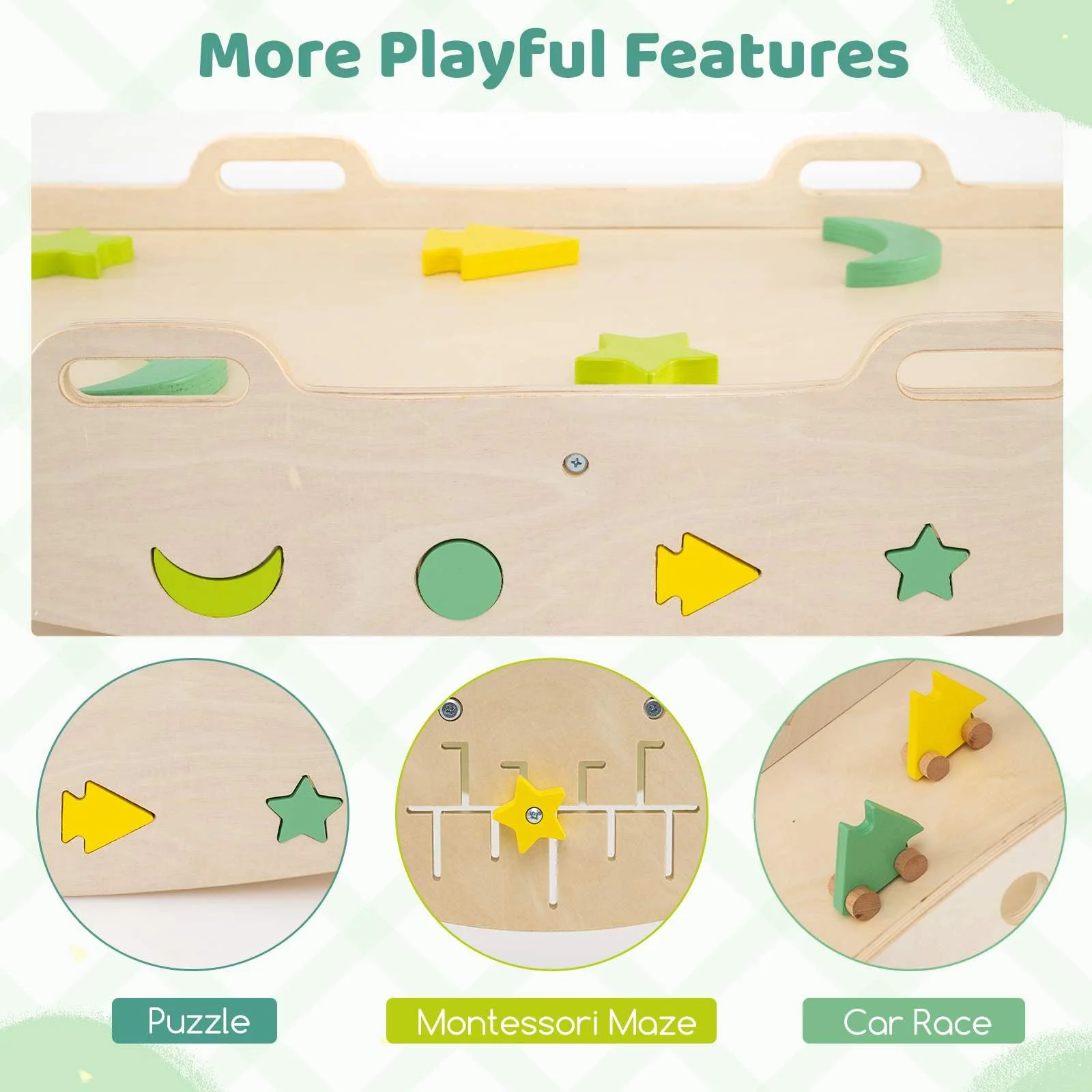 HONEY JOY 8-in-1 Wooden Triangle Set, Foldable Montessori Climbing Toys - Image 6