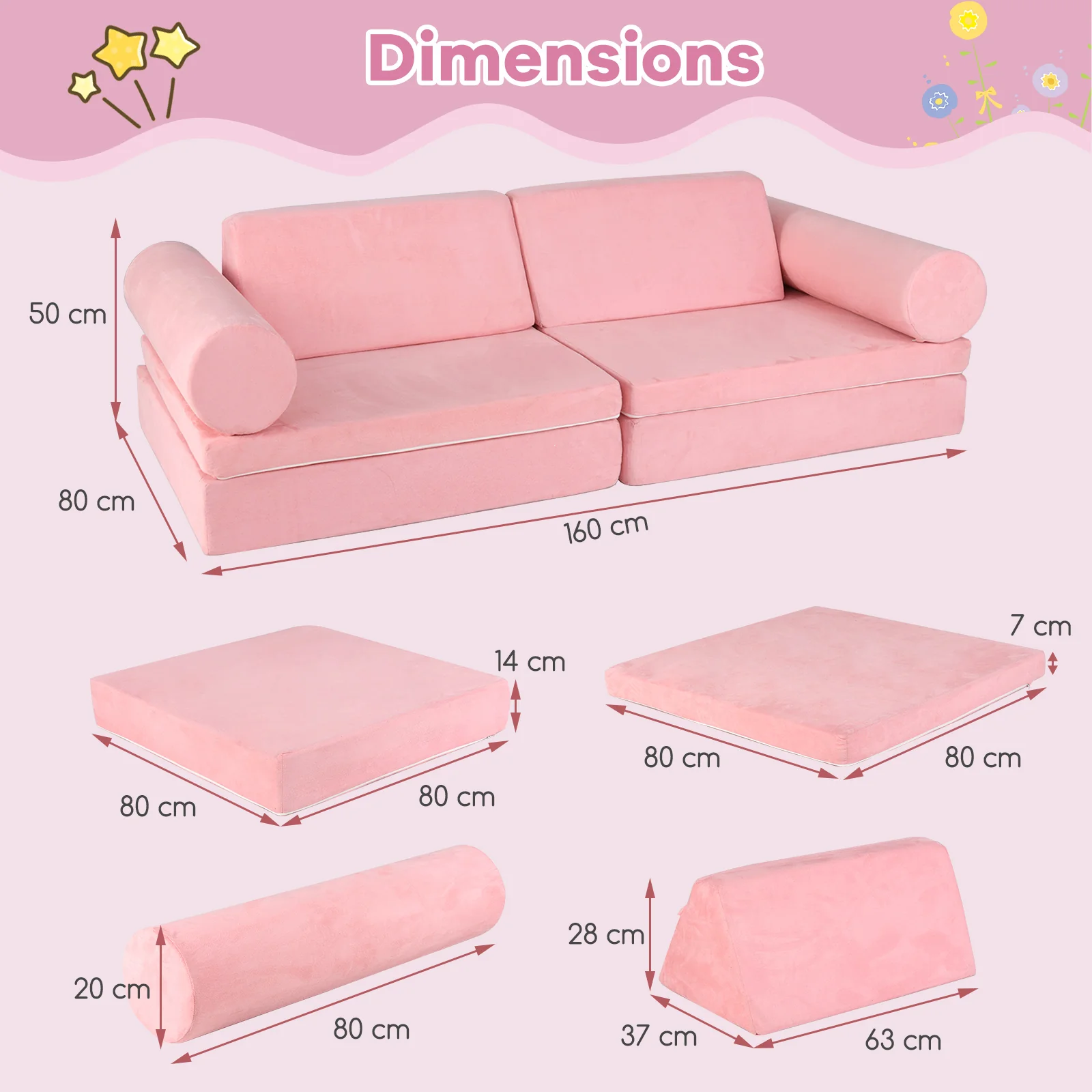 HONEY JOY 8 PCS Kids Play Couch - Image 9
