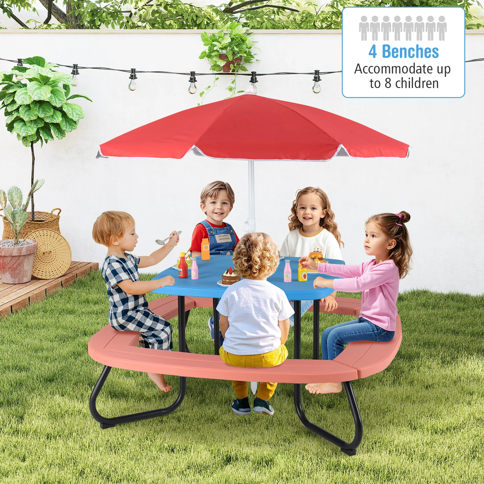 HONEY JOY 8 Person Kids Picnic Table, Outdoor Activity Table - Image 8