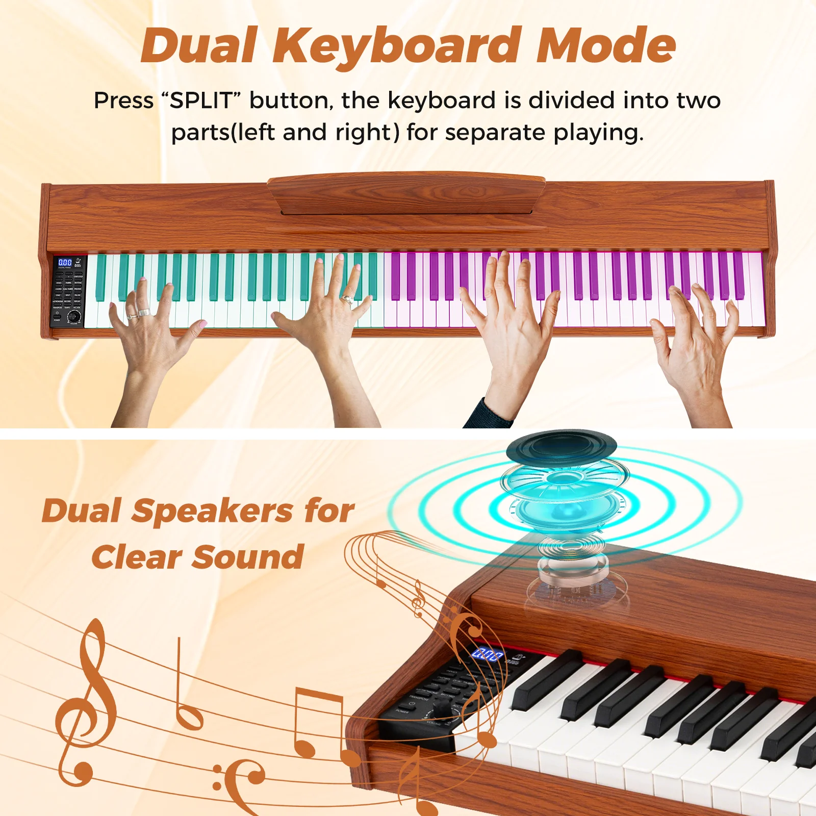 HONEY JOY 88-Key Keyboard Piano Set, Full Size Semi-weighted Digital Piano - Image 5