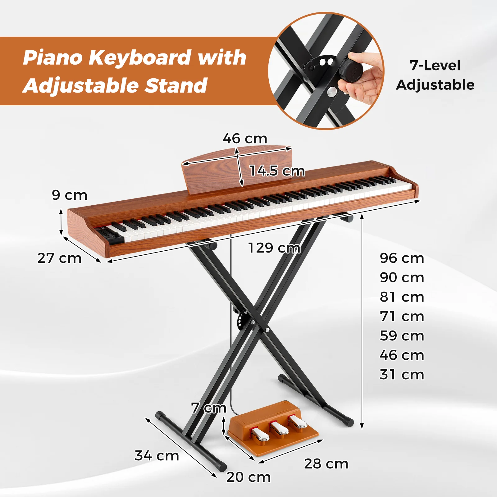 HONEY JOY 88-Key Keyboard Piano Set, Full Size Semi-weighted Digital Piano - Image 9