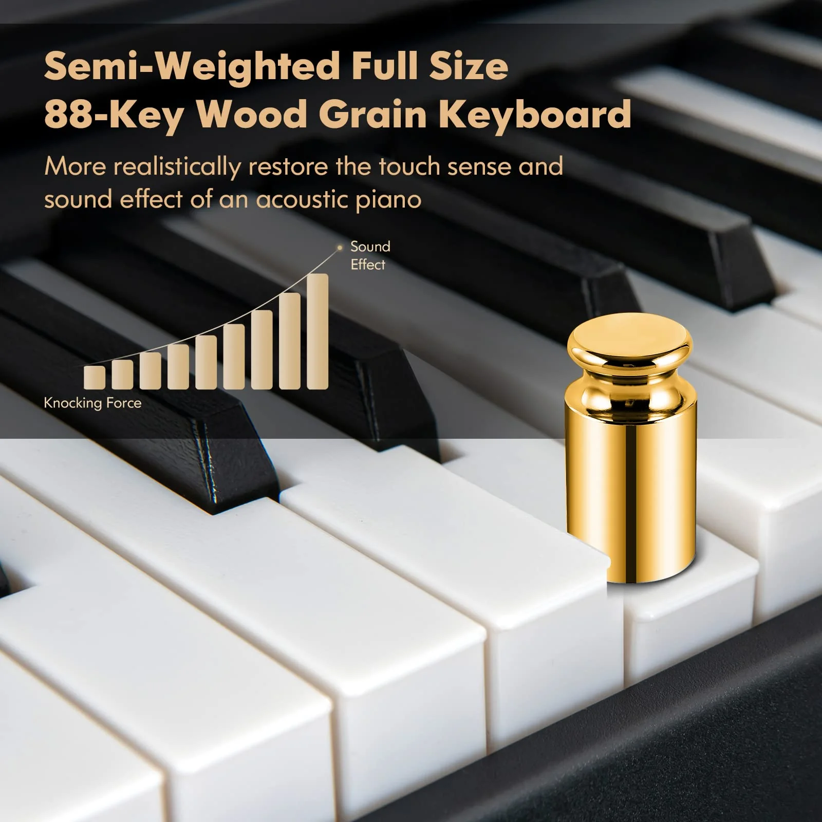 HONEY JOY 88 Key Piano Keyboard, Full Size Semi-Weighted Keyboard, Portable Electric Piano w/Lighted Keys - Image 5