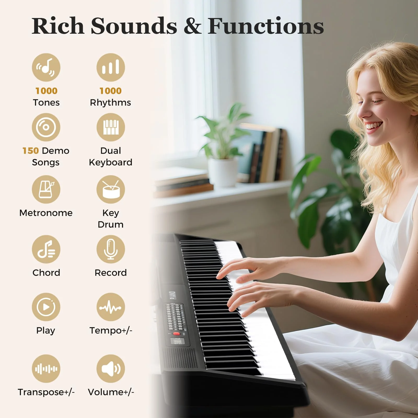 HONEY JOY 88 Keys Foldable Piano Keyboard - Image 5