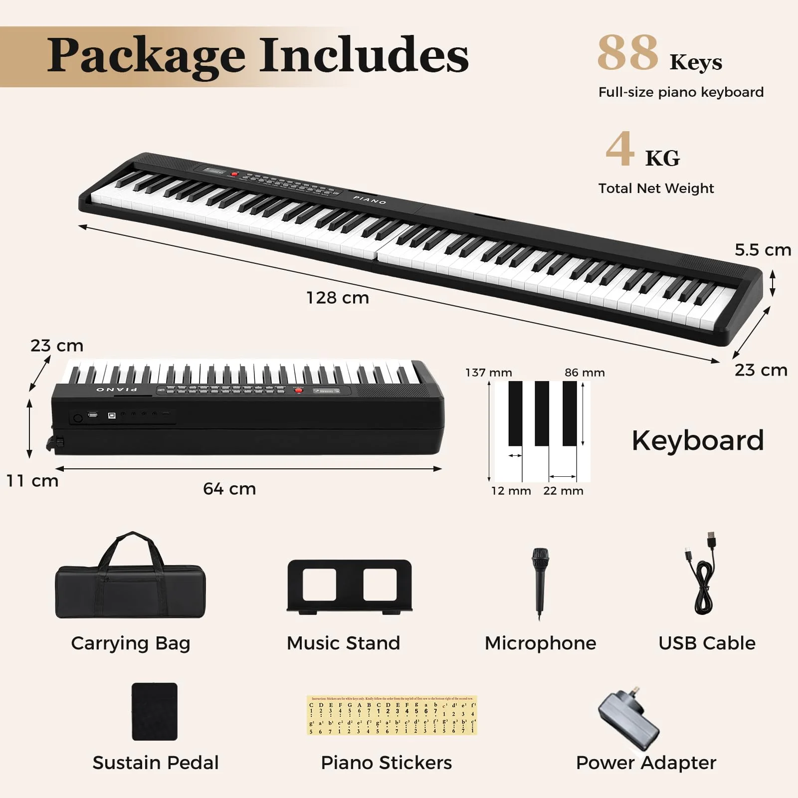 HONEY JOY 88 Keys Foldable Piano Keyboard - Image 7