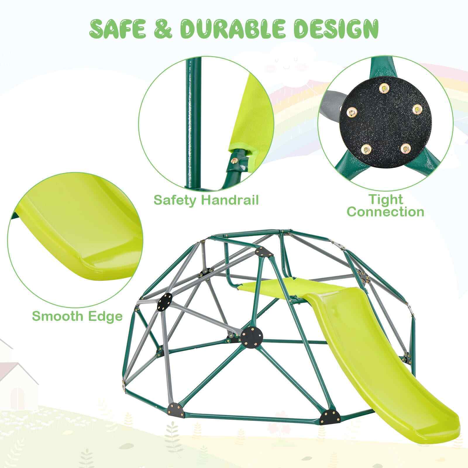 HONEY JOY 8FT Kids Climbing Dome & Play Set w/Slide Child Playground Max. 150KG - Image 5