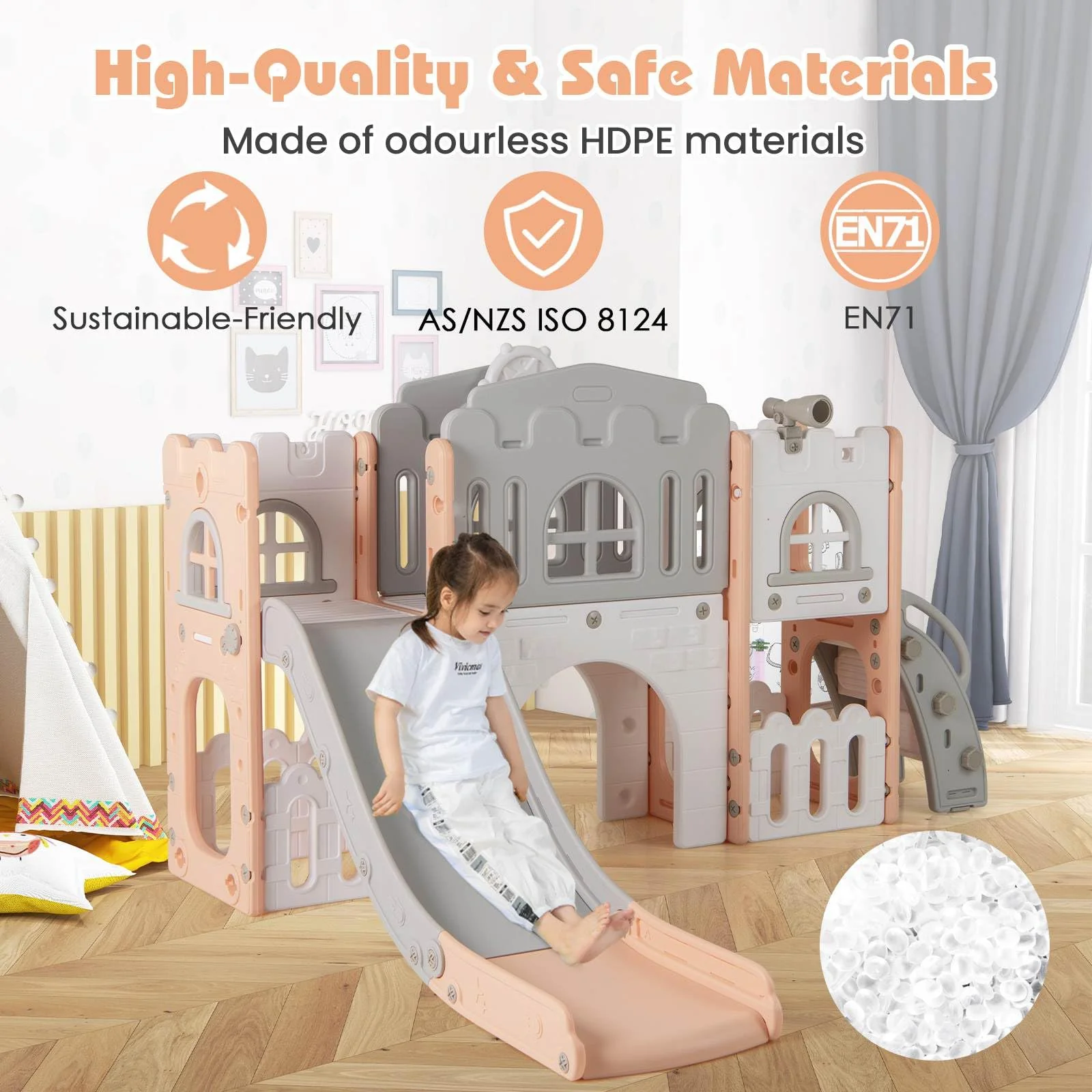HONEY JOY All in 1 L-Shaped Slide for Toddlers Age 1-3 - Image 9
