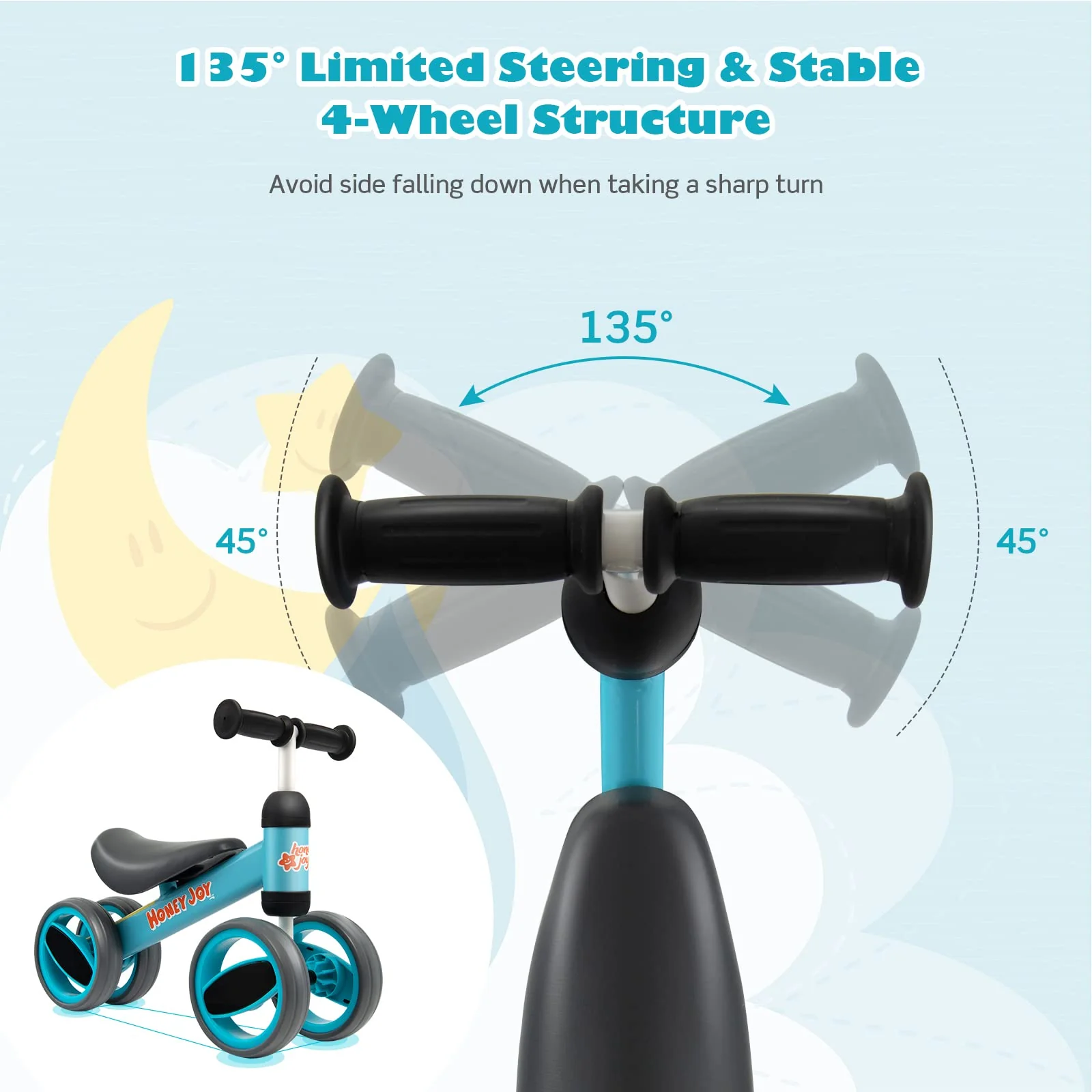 HONEY JOY Baby Balance Bike Balance Bike for Toddlers w/4 Wheels - Image 4