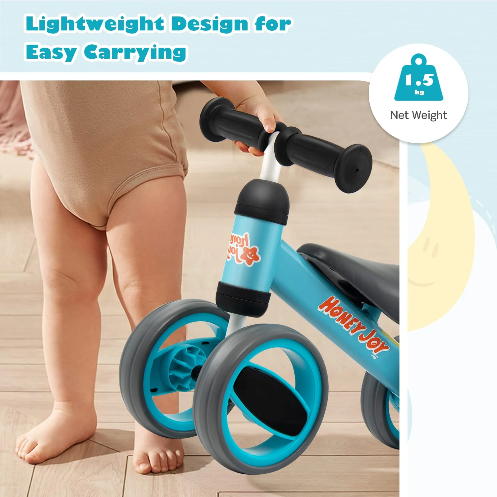 HONEY JOY Baby Balance Bike Balance Bike for Toddlers w/4 Wheels - Image 5