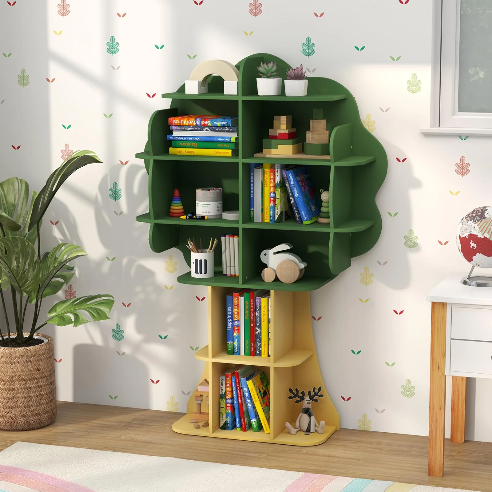 HONEY JOY Bookcase for Kids, 2-Tier Toy Storage Organizer with Open Storage Shelves - Image 2