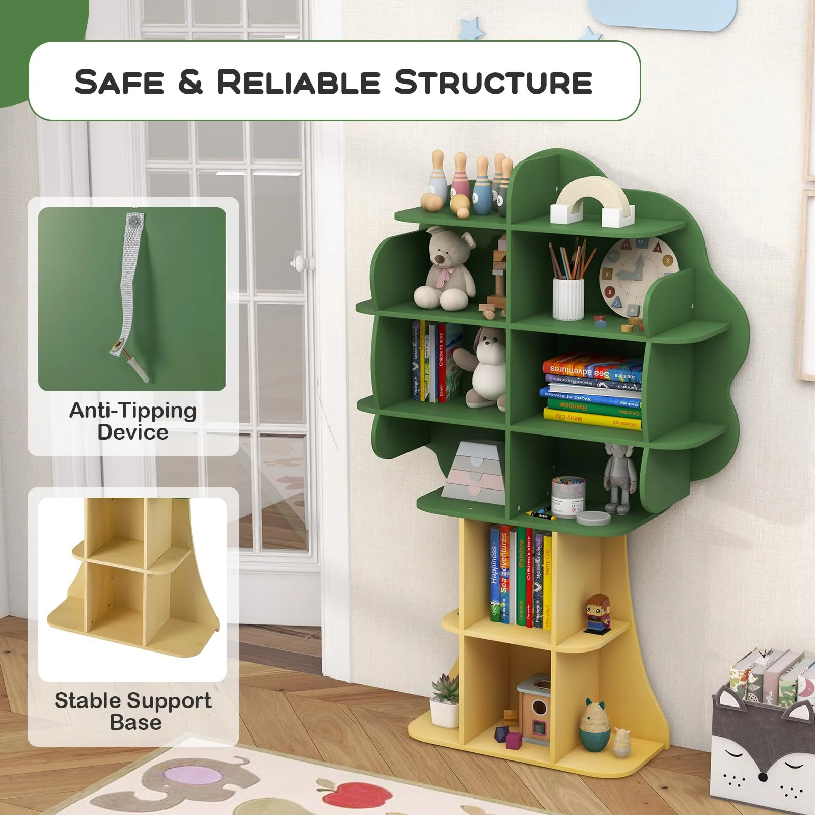 HONEY JOY Bookcase for Kids, 2-Tier Toy Storage Organizer with Open Storage Shelves - Image 5