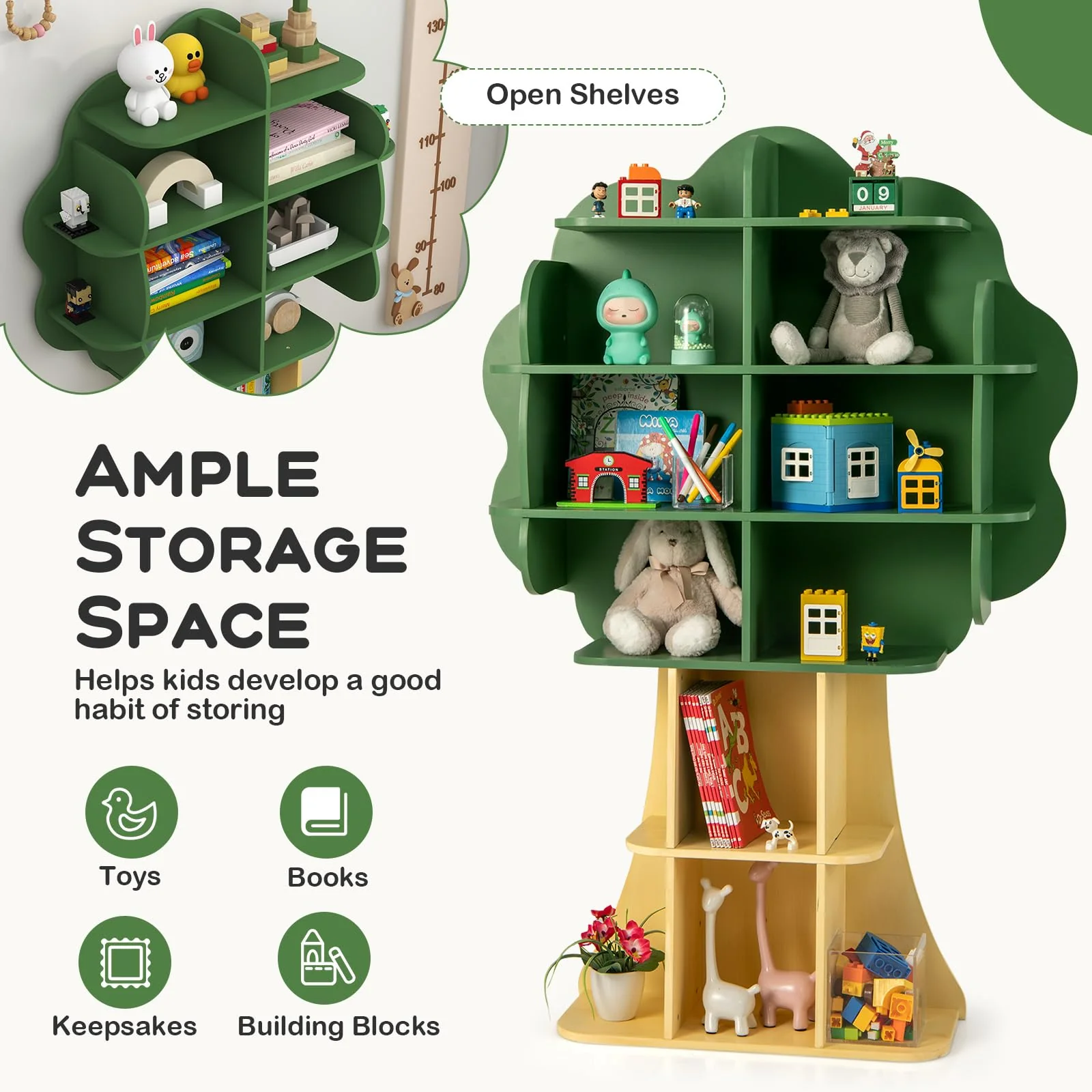 HONEY JOY Bookcase for Kids, 2-Tier Toy Storage Organizer with Open Storage Shelves - Image 6