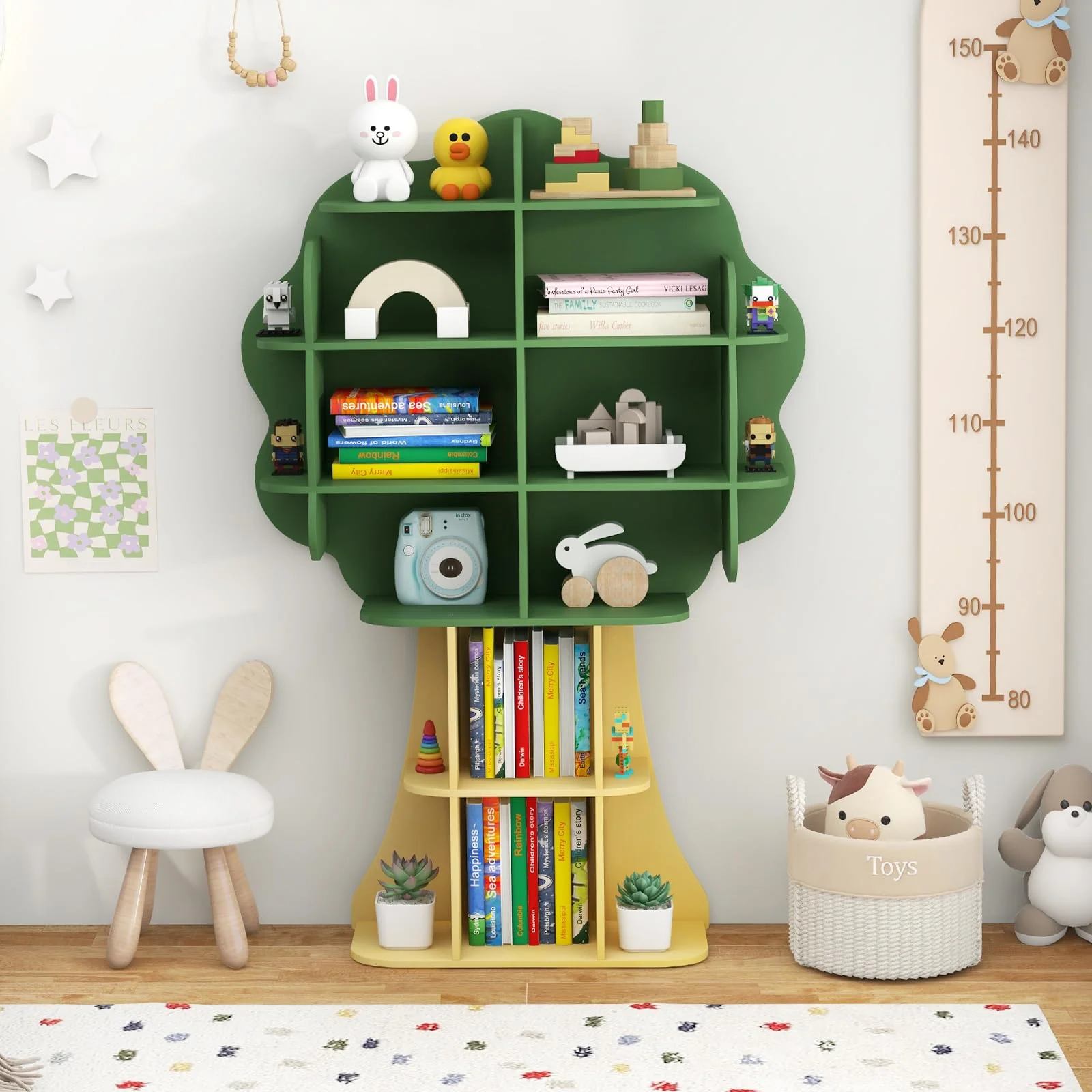 HONEY JOY Bookcase for Kids, 2-Tier Toy Storage Organizer with Open Storage Shelves - Image 9