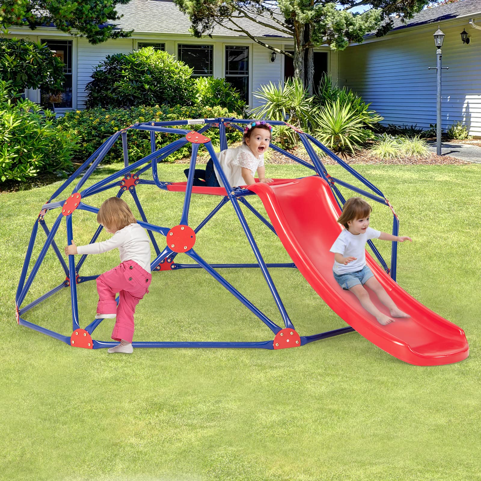 HONEY JOY Climbing Dome & Play Set, 8FT Geometric Dome Climber - Image 2