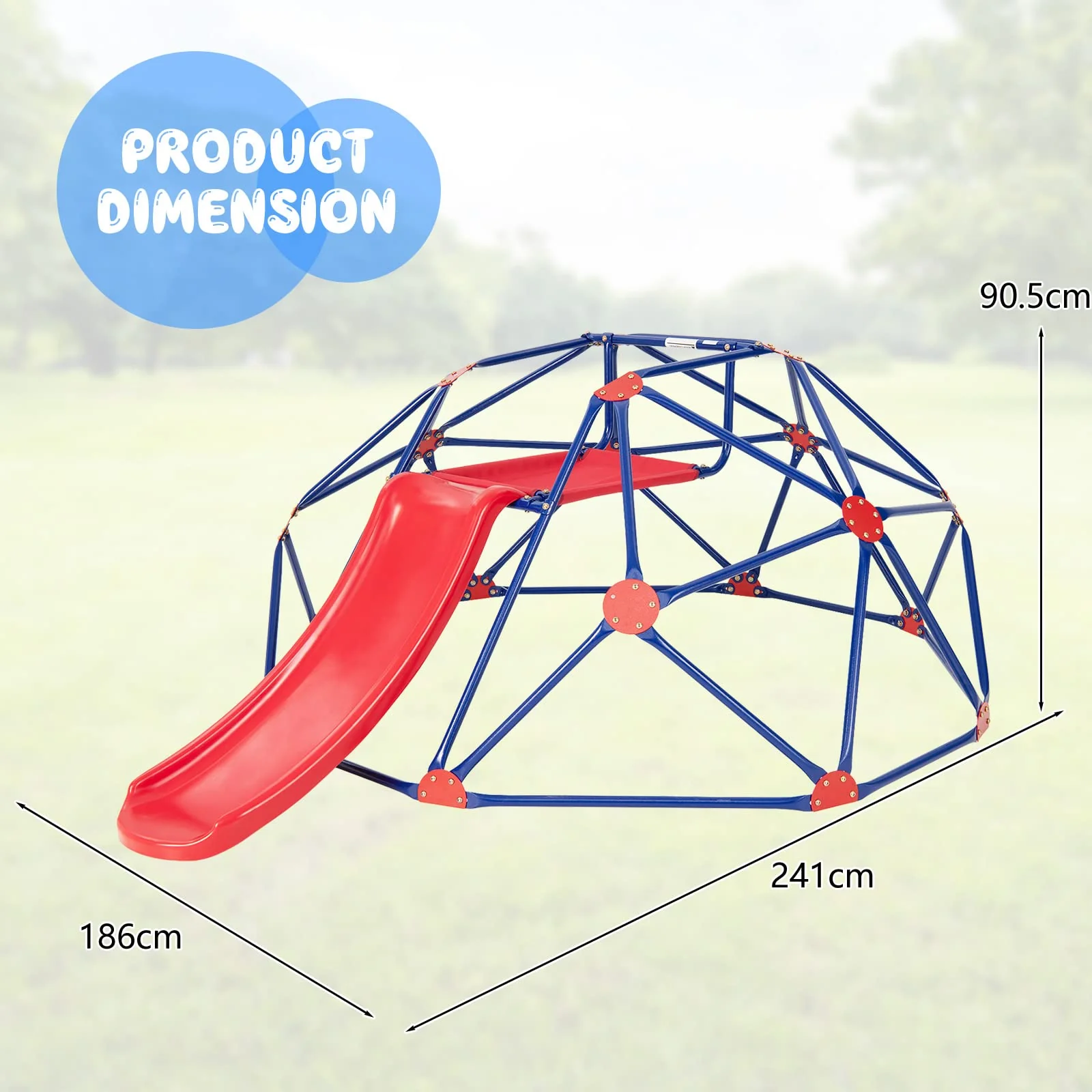HONEY JOY Climbing Dome & Play Set, 8FT Geometric Dome Climber - Image 3