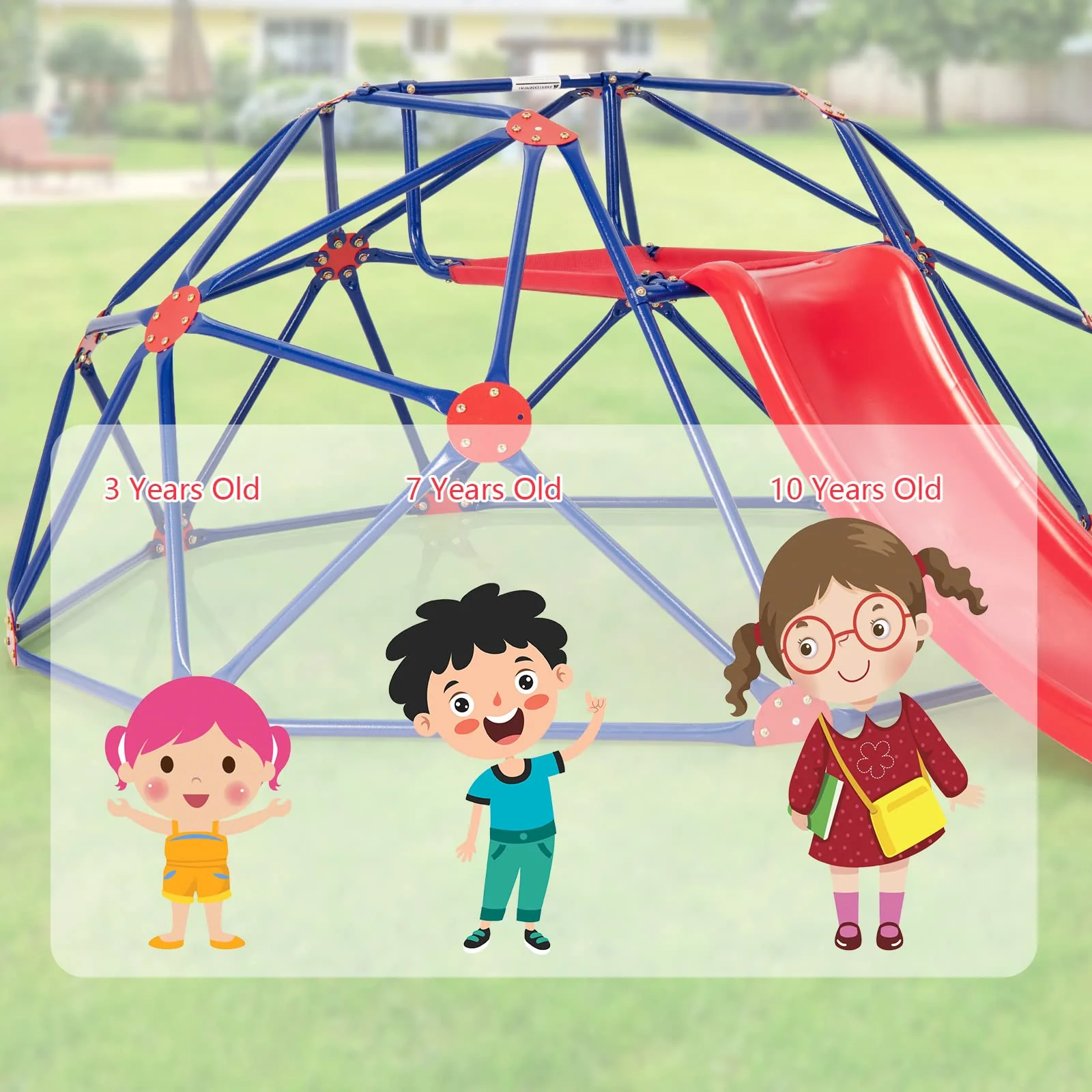 HONEY JOY Climbing Dome & Play Set, 8FT Geometric Dome Climber - Image 7