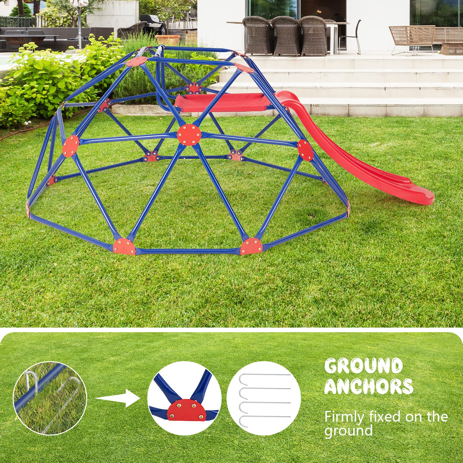 HONEY JOY Climbing Dome & Play Set, 8FT Geometric Dome Climber - Image 8